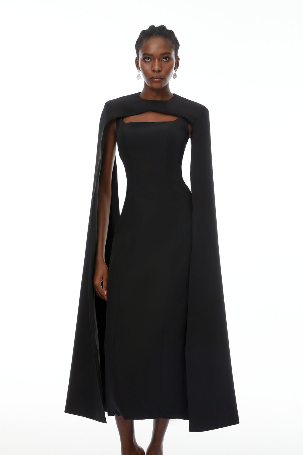 Brynja Black Cape Design Maxi Gown, M / Black Brynja Black Cape Design Maxi Gown, M / Black