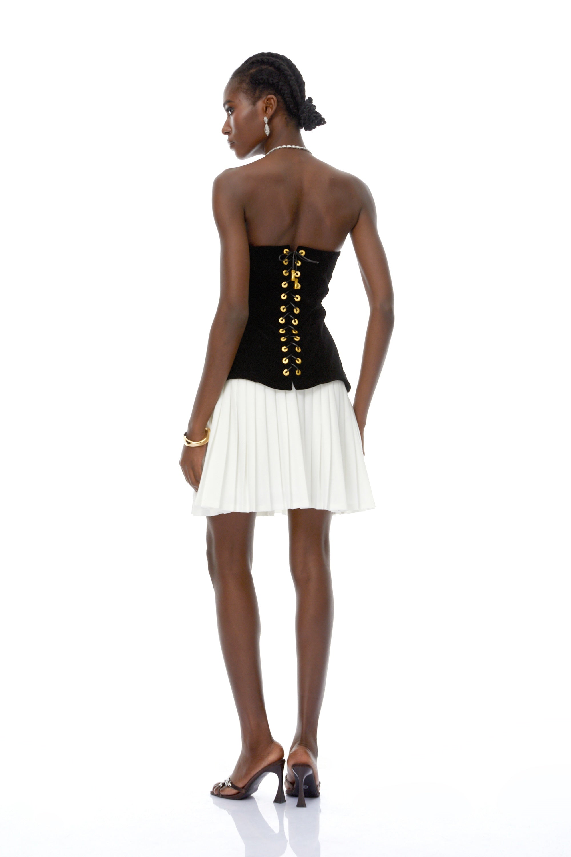 Adèle Color Block Velvet Bodice Mini Dress