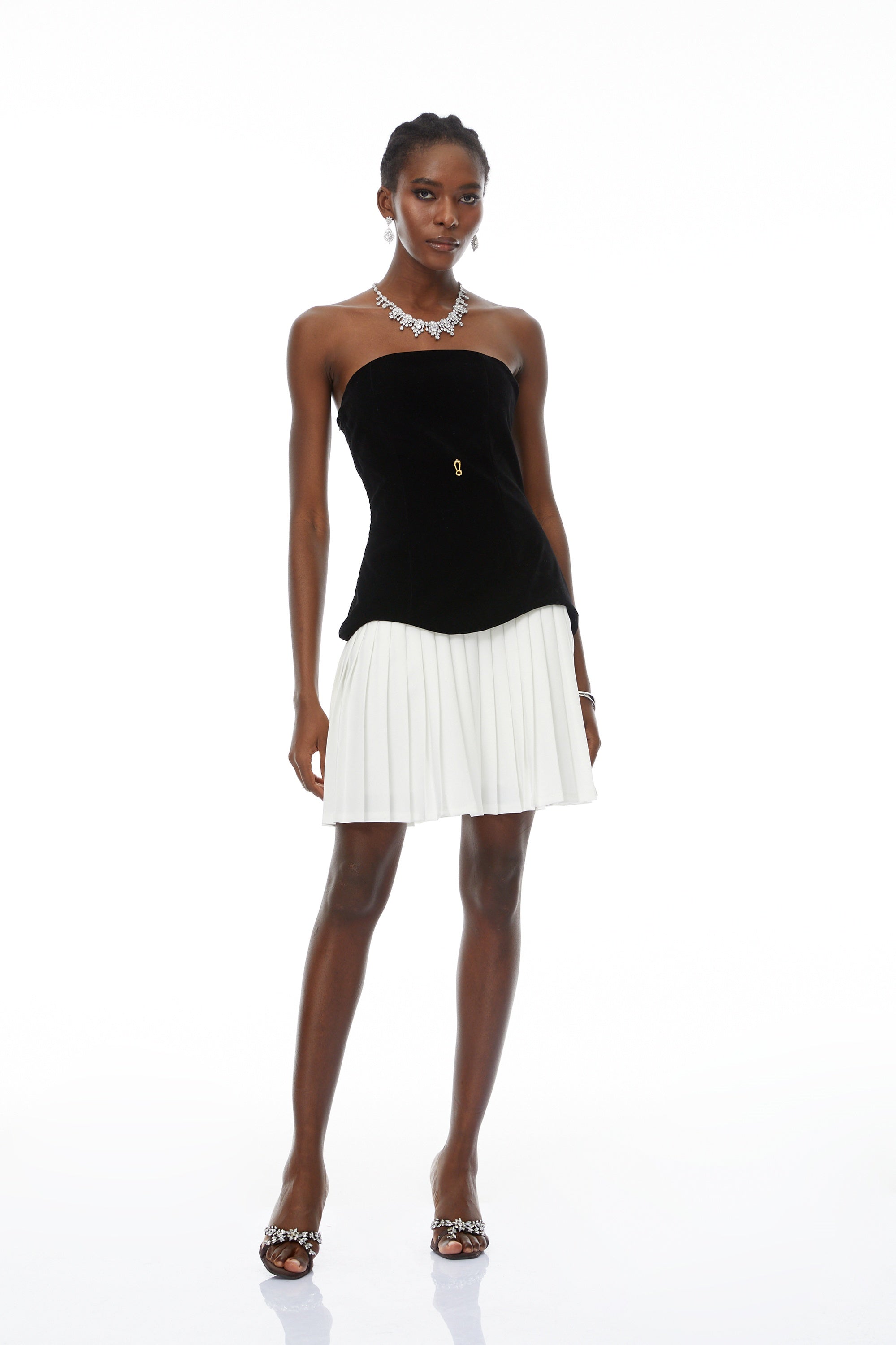 Adèle Color Block Velvet Bodice Mini Dress