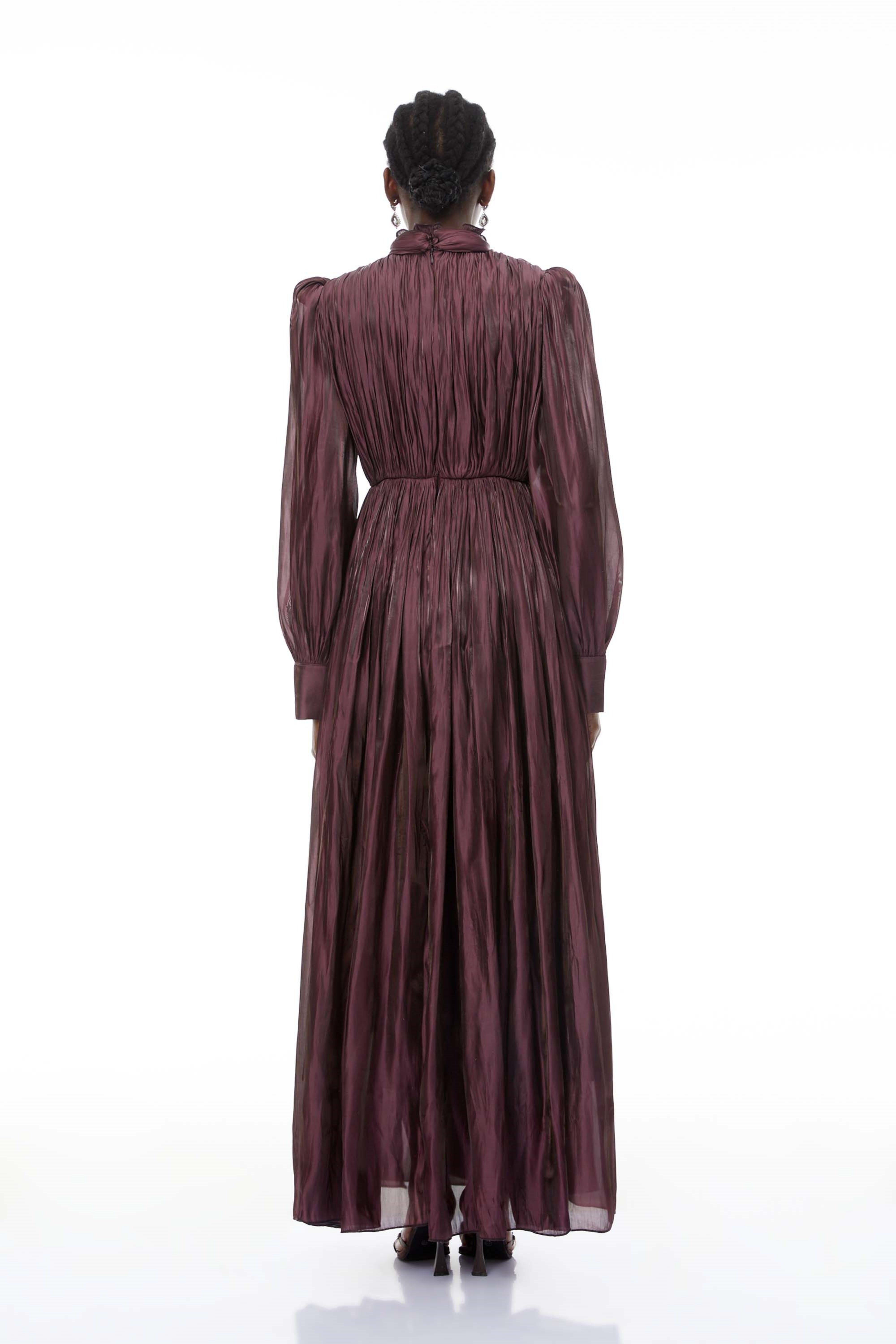 Sage Brown Crossed Design Maxi Dress