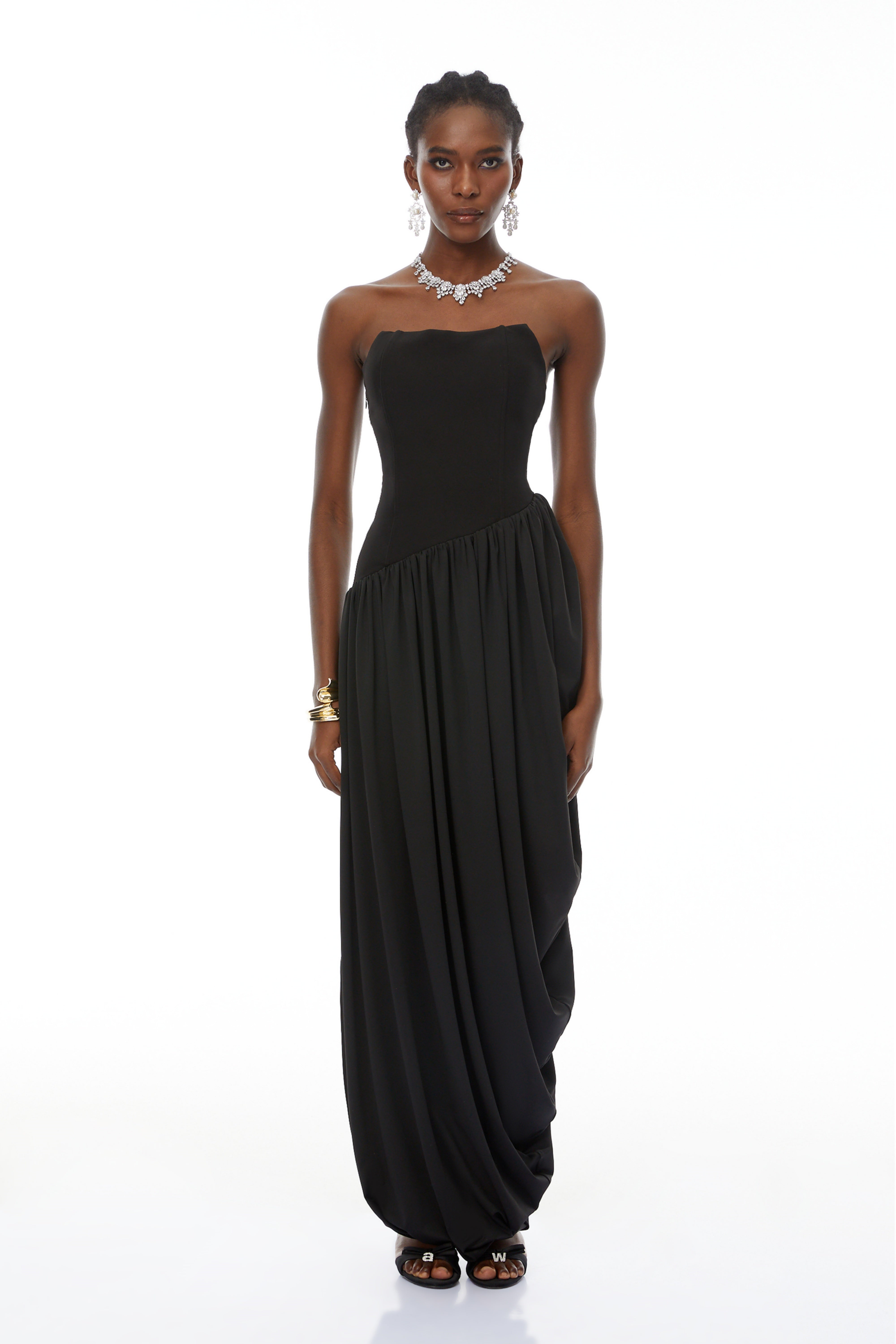 Valeria Black Asymmetrical Hem Maxi Dress