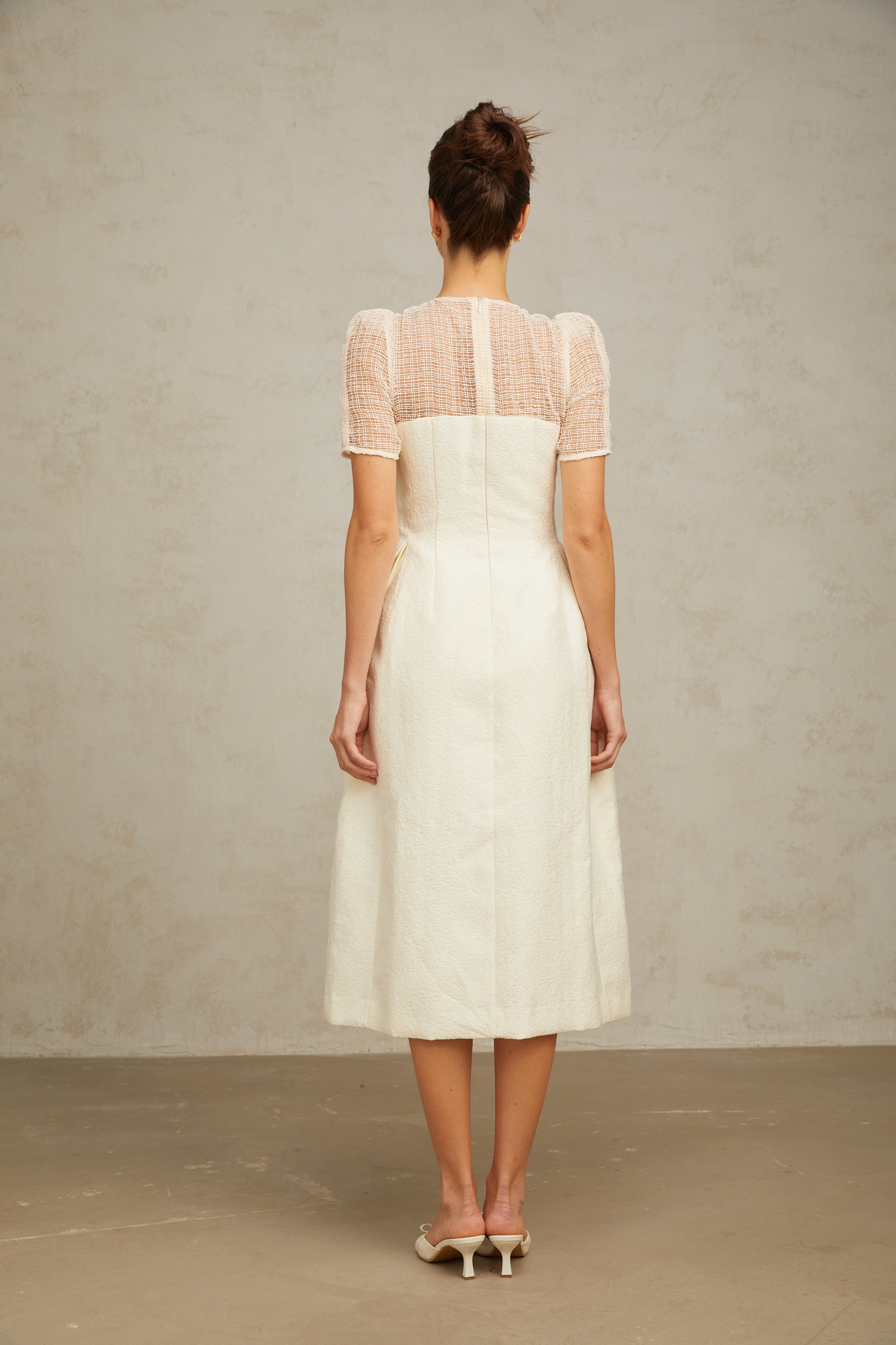 Camille white braid panelled midi dress