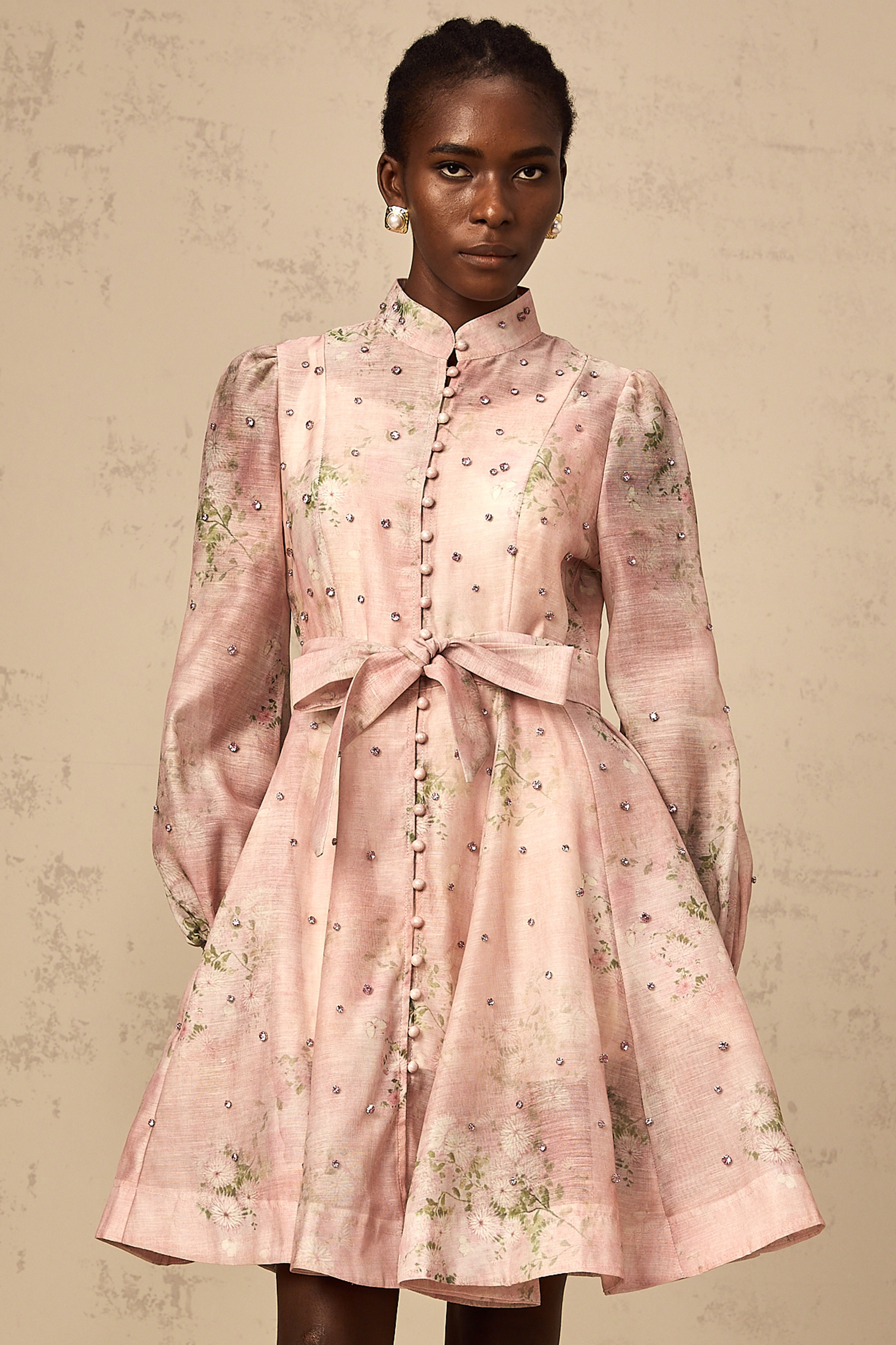 Narcisse pink embellished floral-print mini dress (Final Sale-US Only)