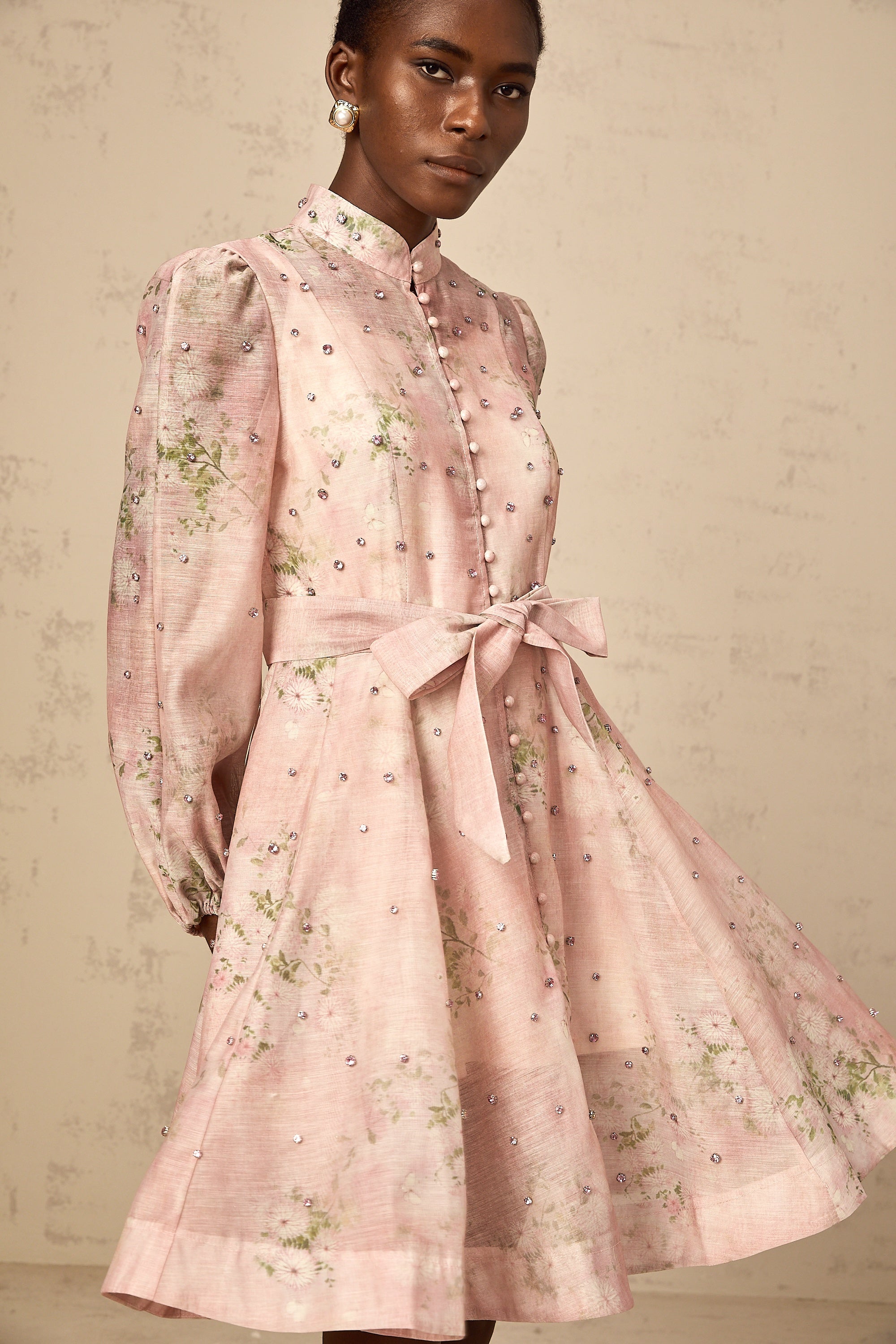 Narcisse pink embellished floral-print mini dress (Final Sale-US Only)