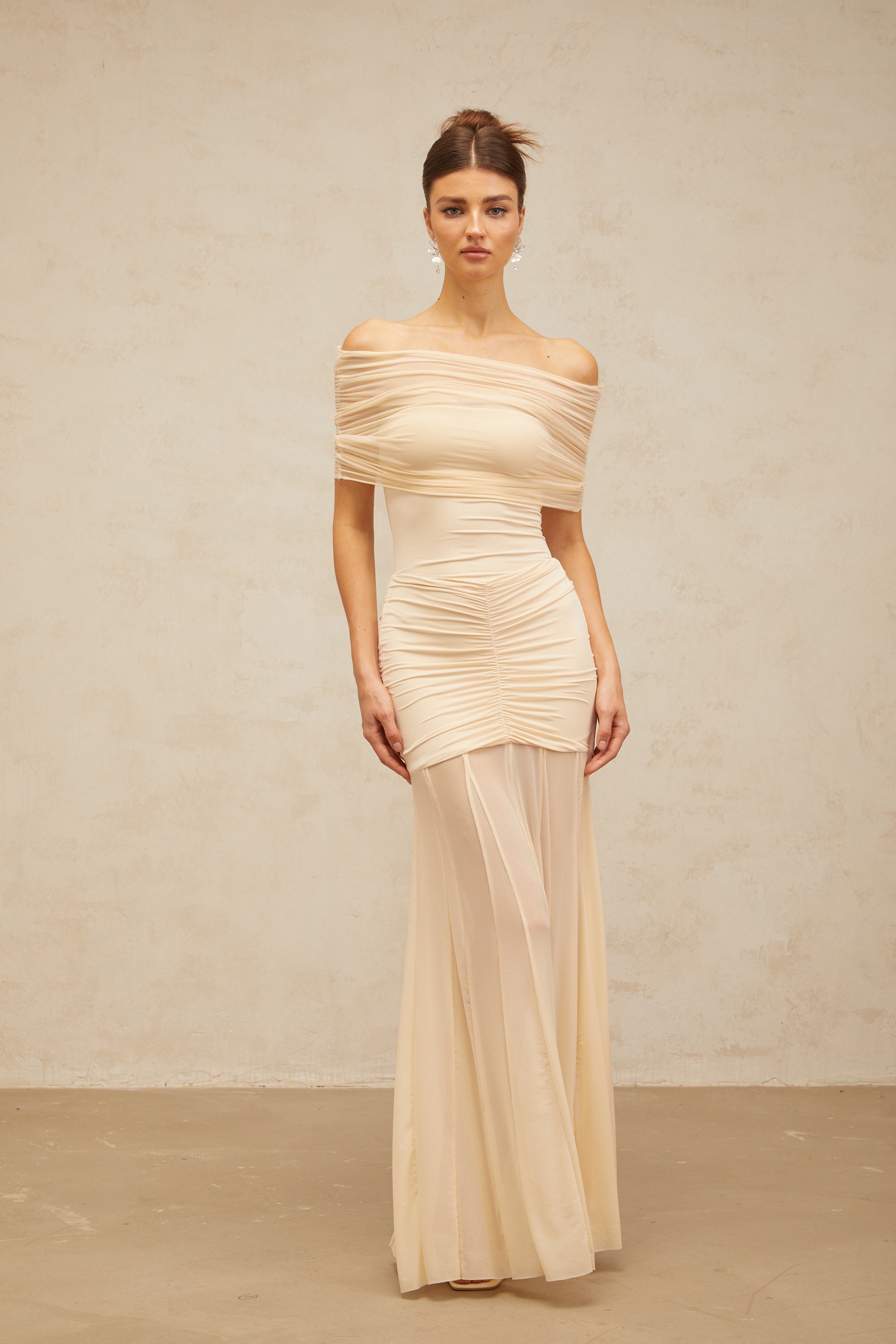 Ninon neutrals tulle-panel smocked maxi dress ((Final Sale-US Only)