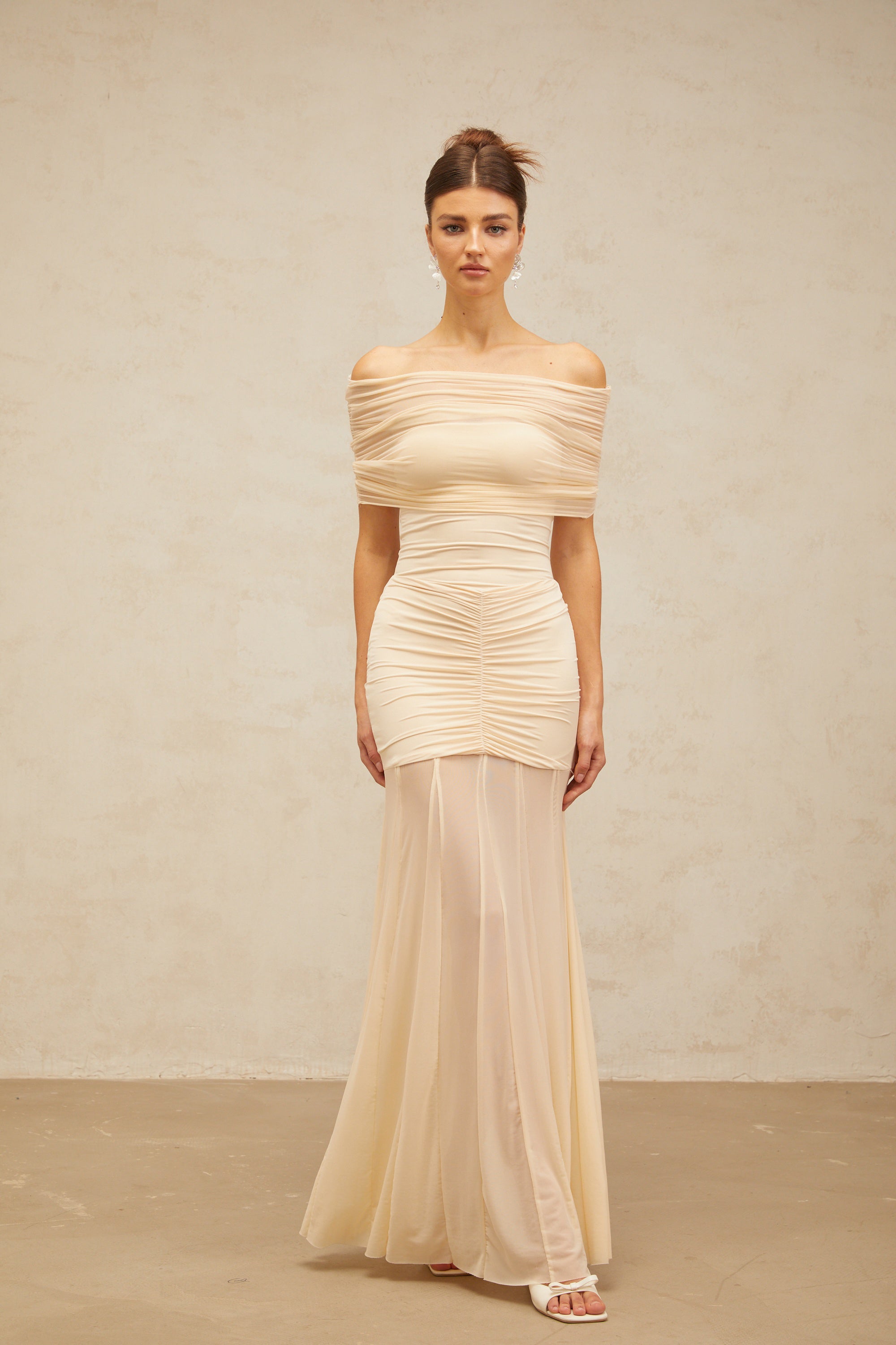 Ninon tulle-panel smocked maxi dress