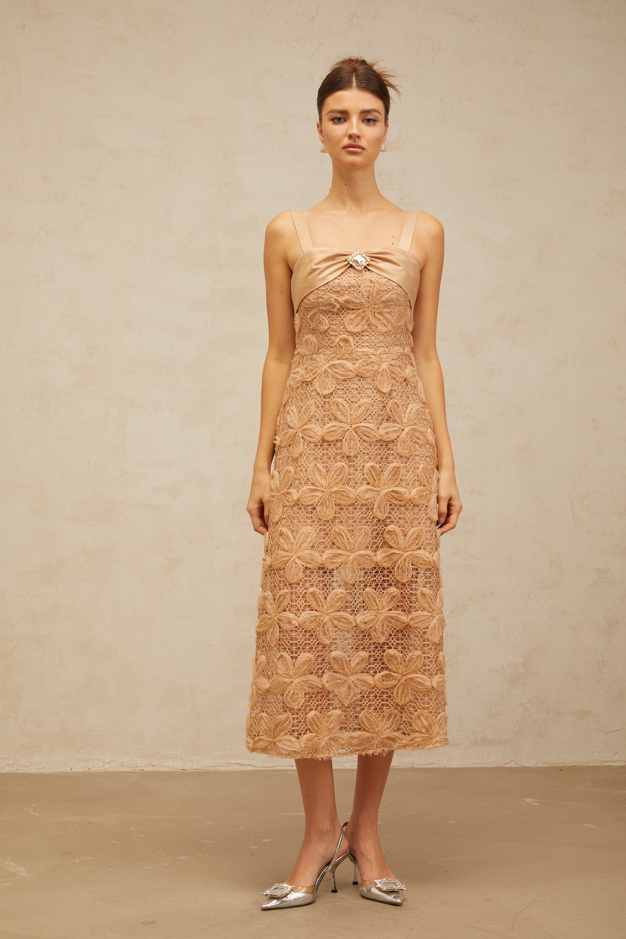 Salomé embellished corded-lace midi dress