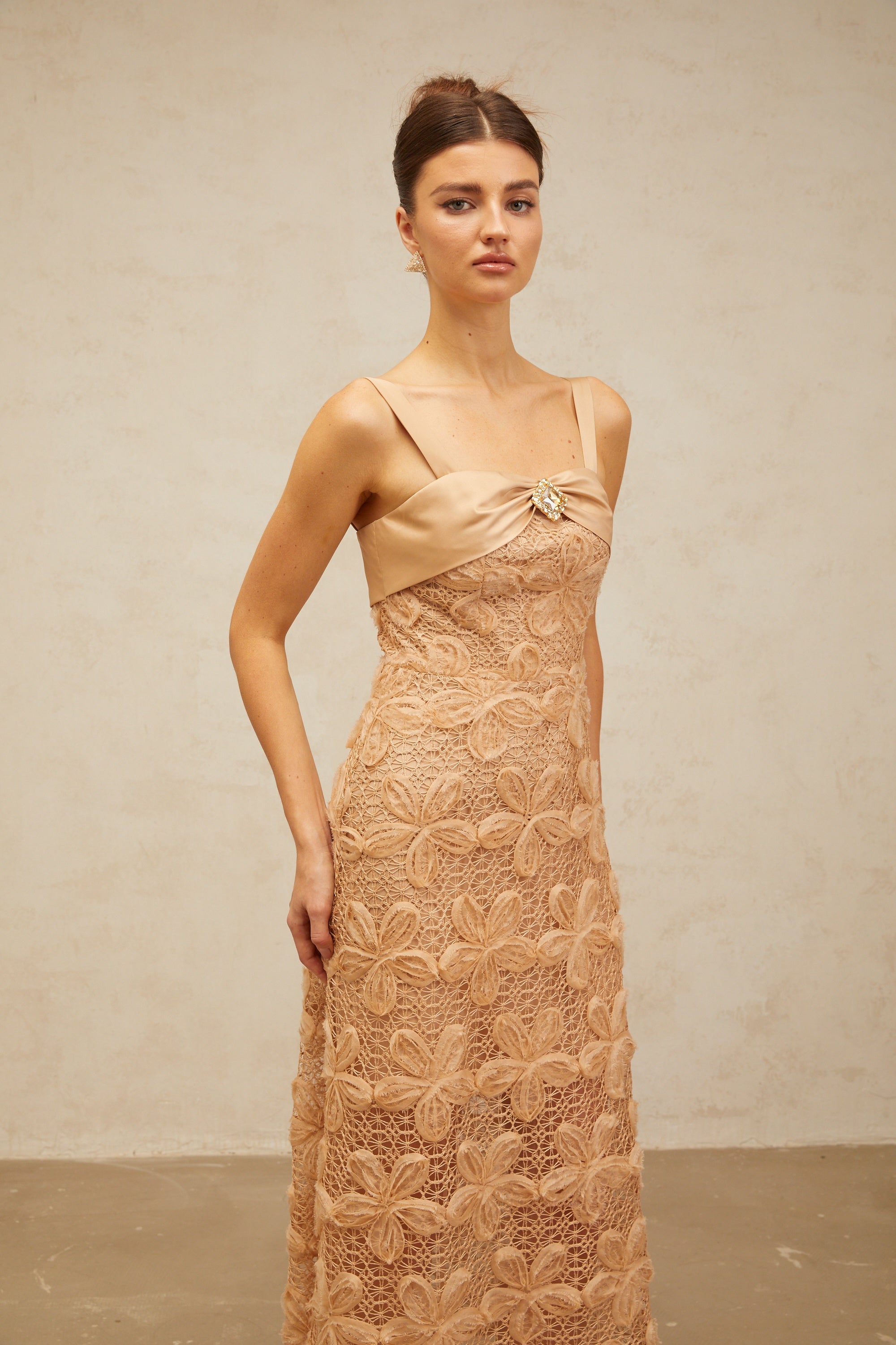 Salomé embellished corded-lace midi dress