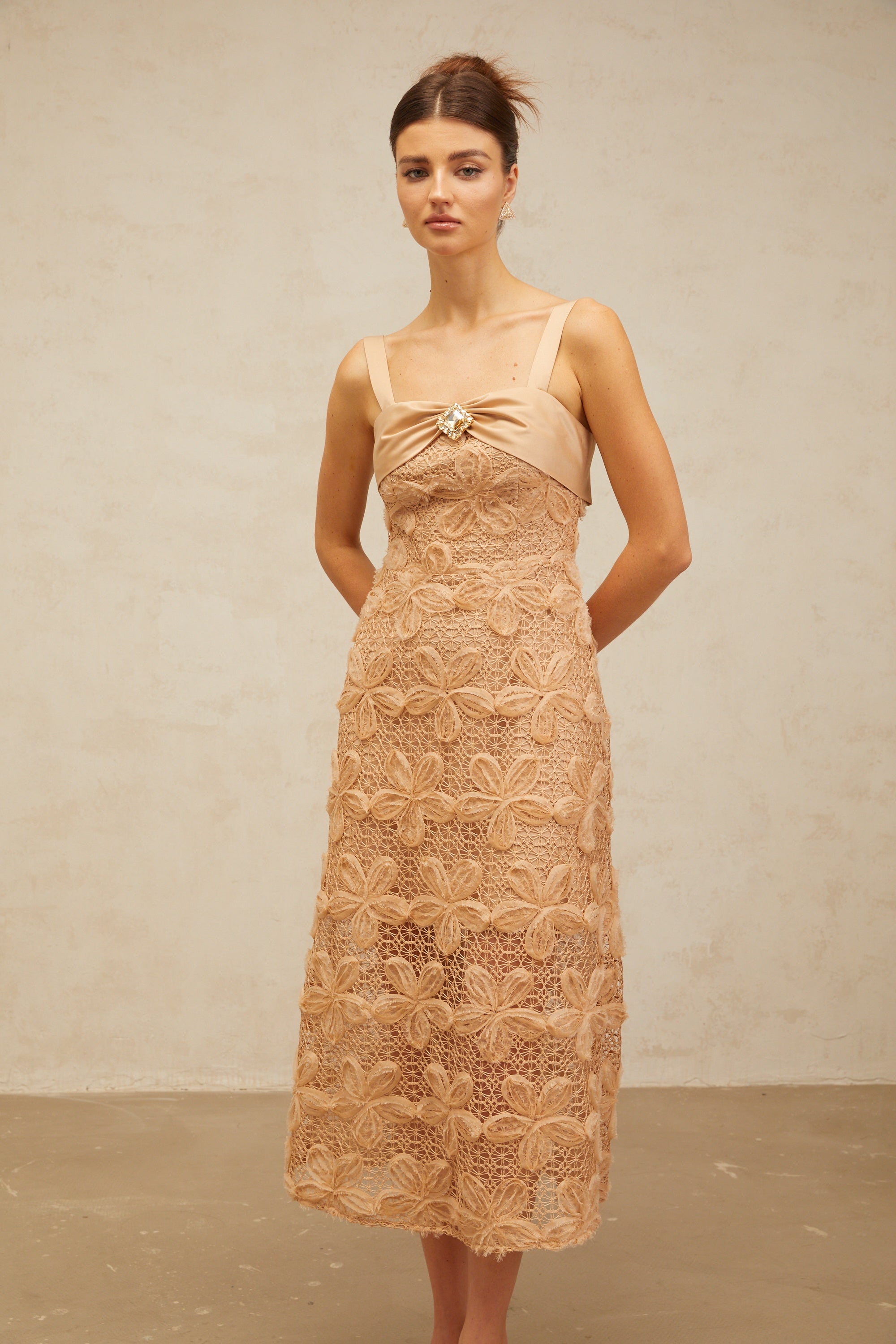 Salomé embellished corded-lace midi dress