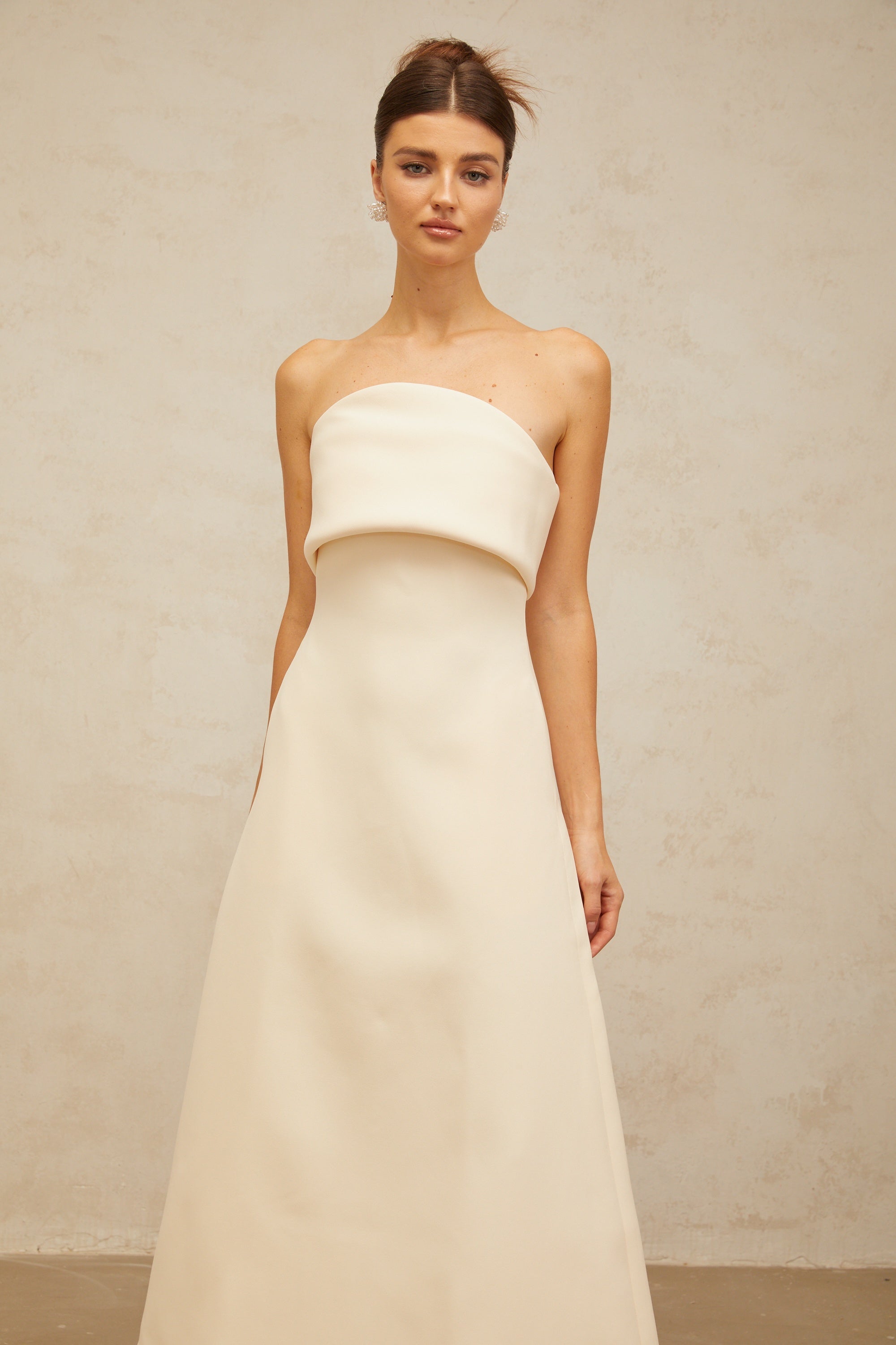 Raphaëlle white folded corset midi dress