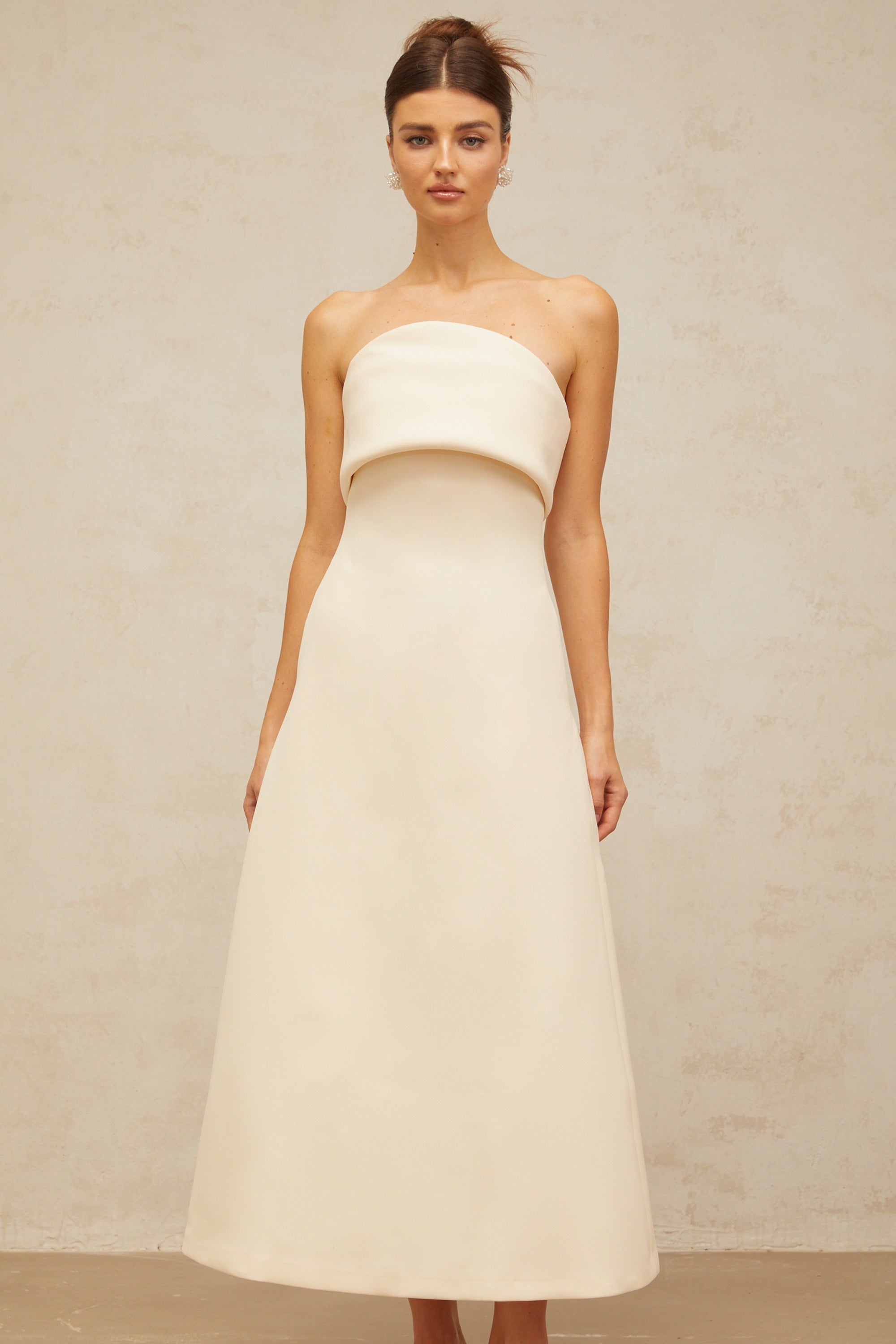 Raphaëlle white folded corset midi dress