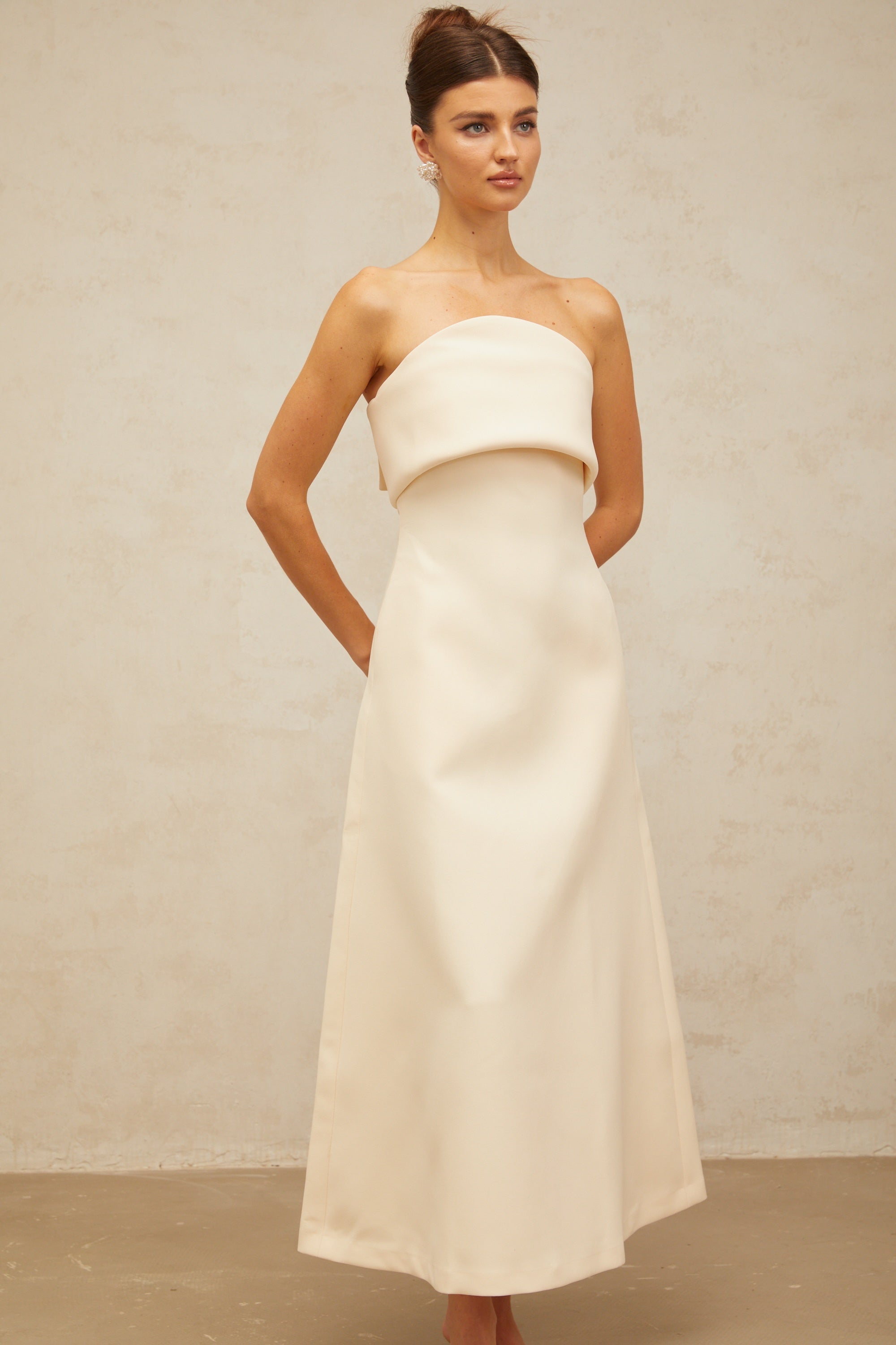 Raphaëlle white folded corset midi dress