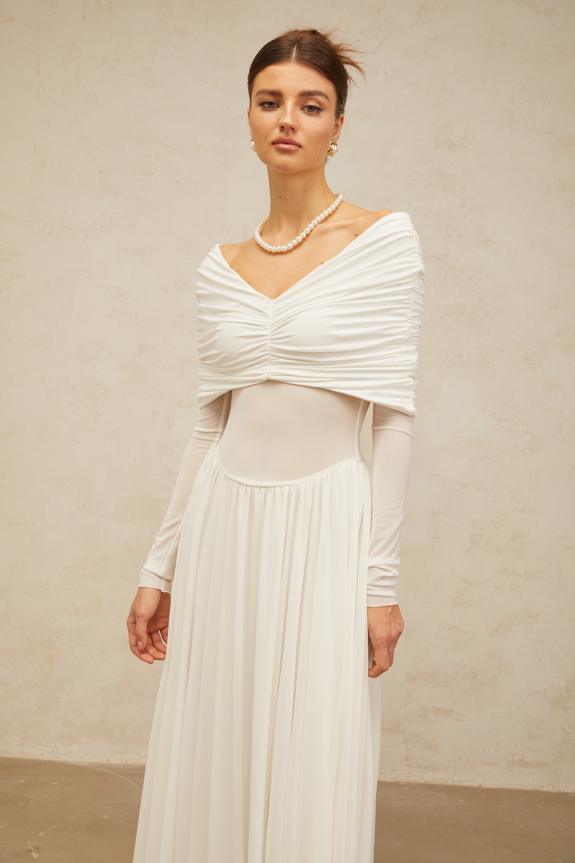 Vérane white draped-detail ruched maxi dress (Final Sale-US Only)
