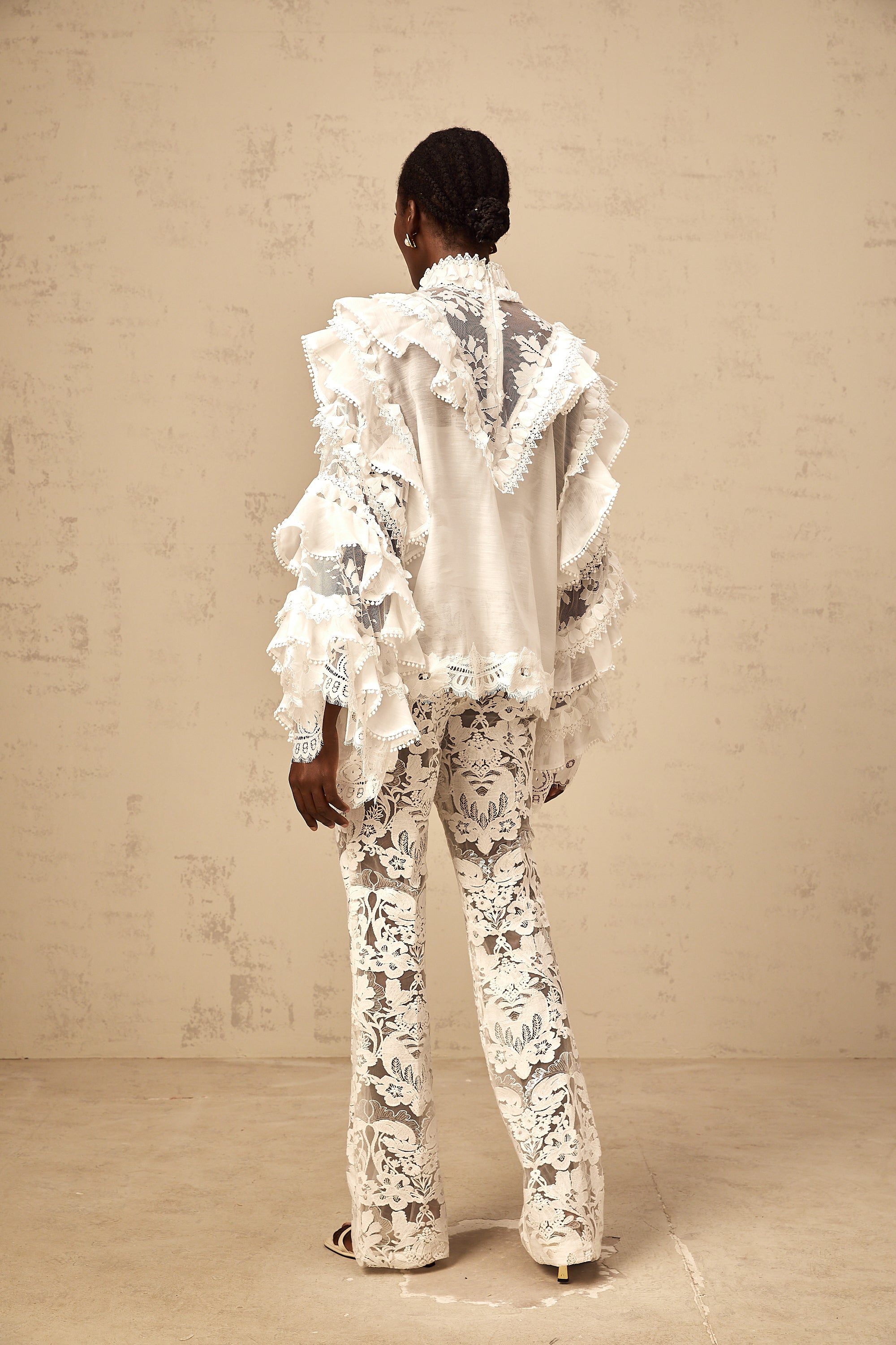 Mylène white tied layered lace blouse (Final Sale-US Only)