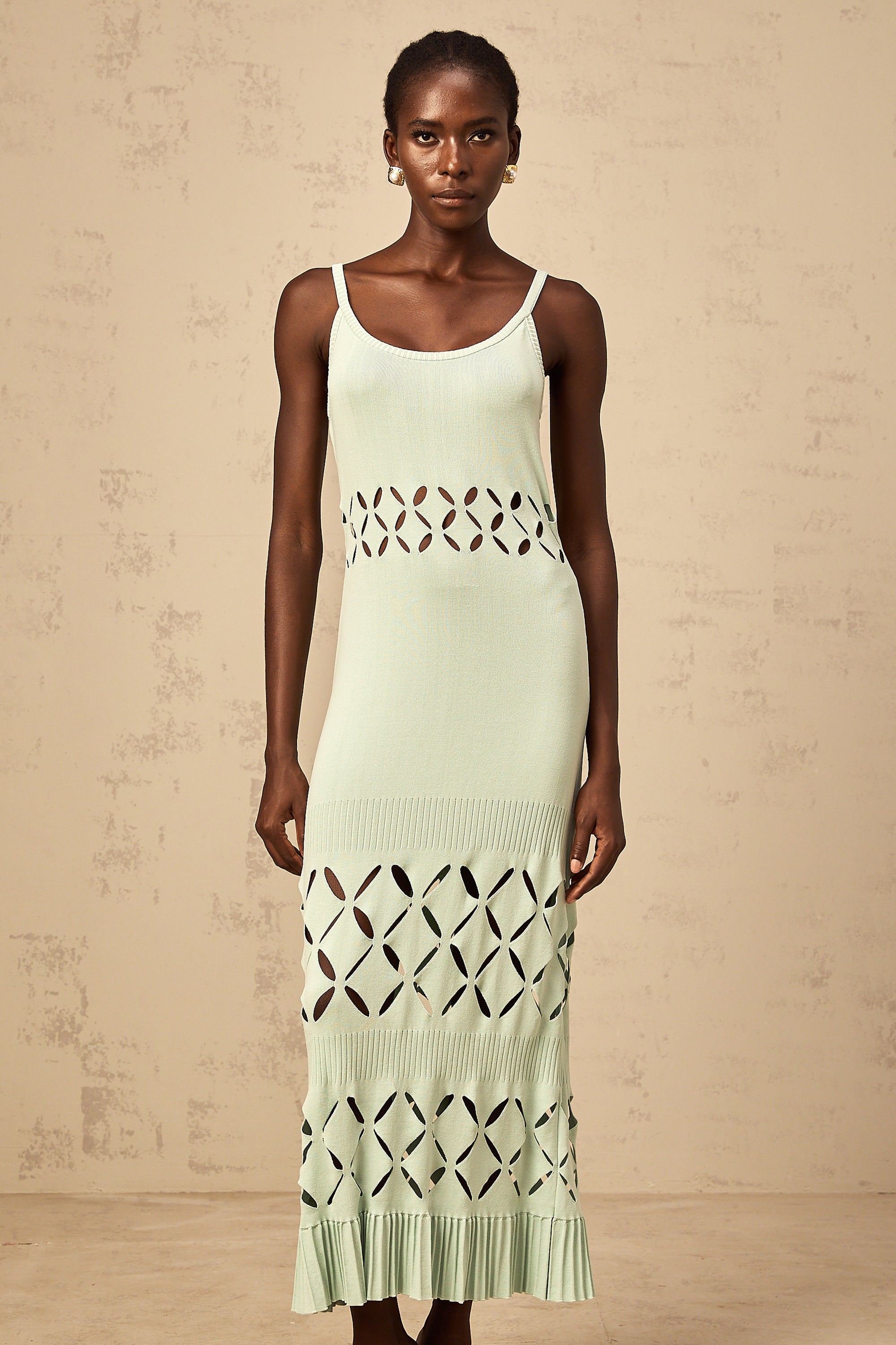 Léonore green cut-out knitted maxi dress (Final Sale-US Only)