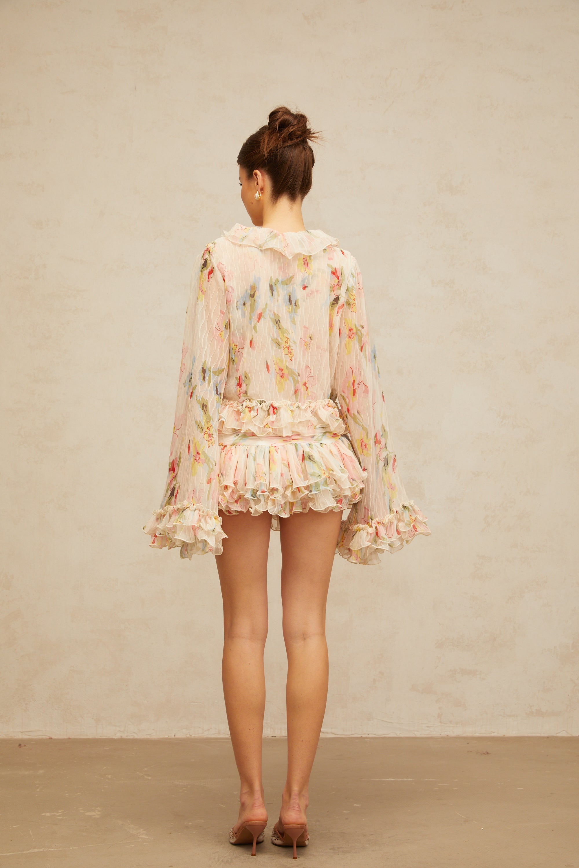 طقم بلوزة وتنورة متناسقة بطبعة زهور من دوناتيان