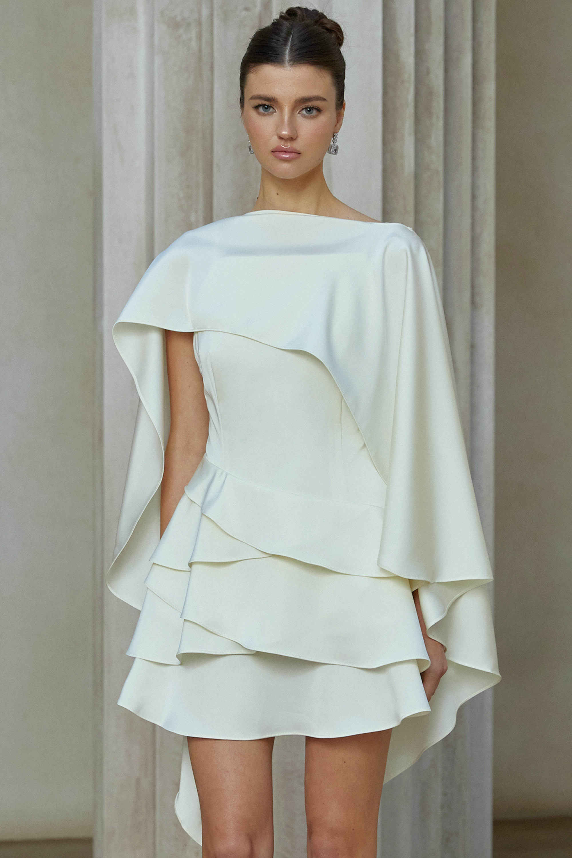 Ruffled Satin Mini Dress