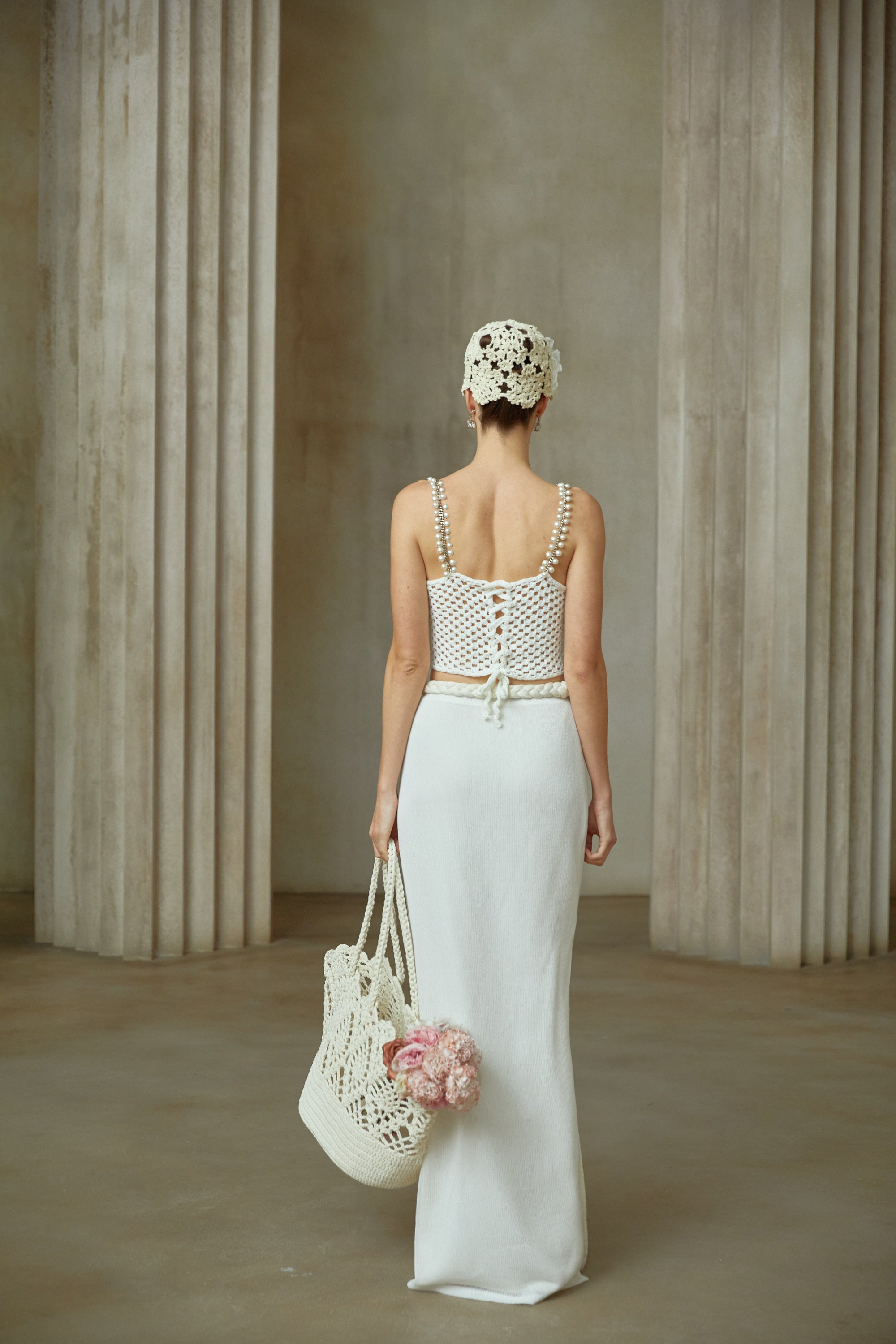 Prunelle Crochet Knit Two-Piece Top and Skirt Set