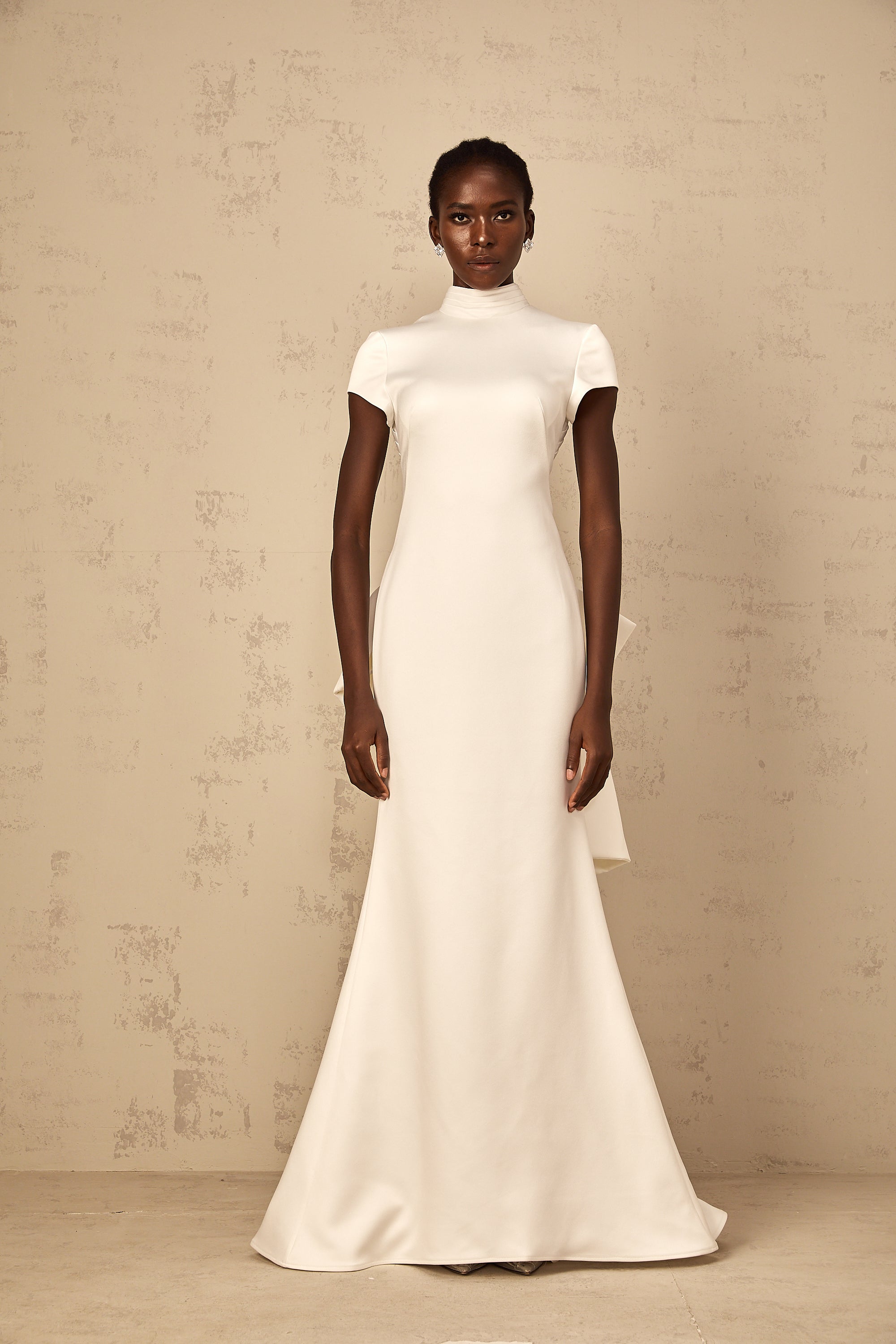 Camille White Statement Bow Mermaid Maxi Dress