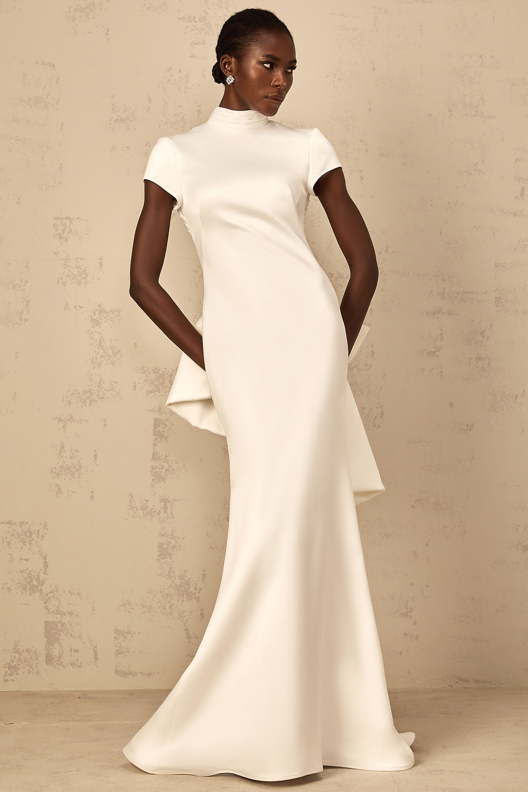 Camille White Statement Bow Mermaid Maxi Dress