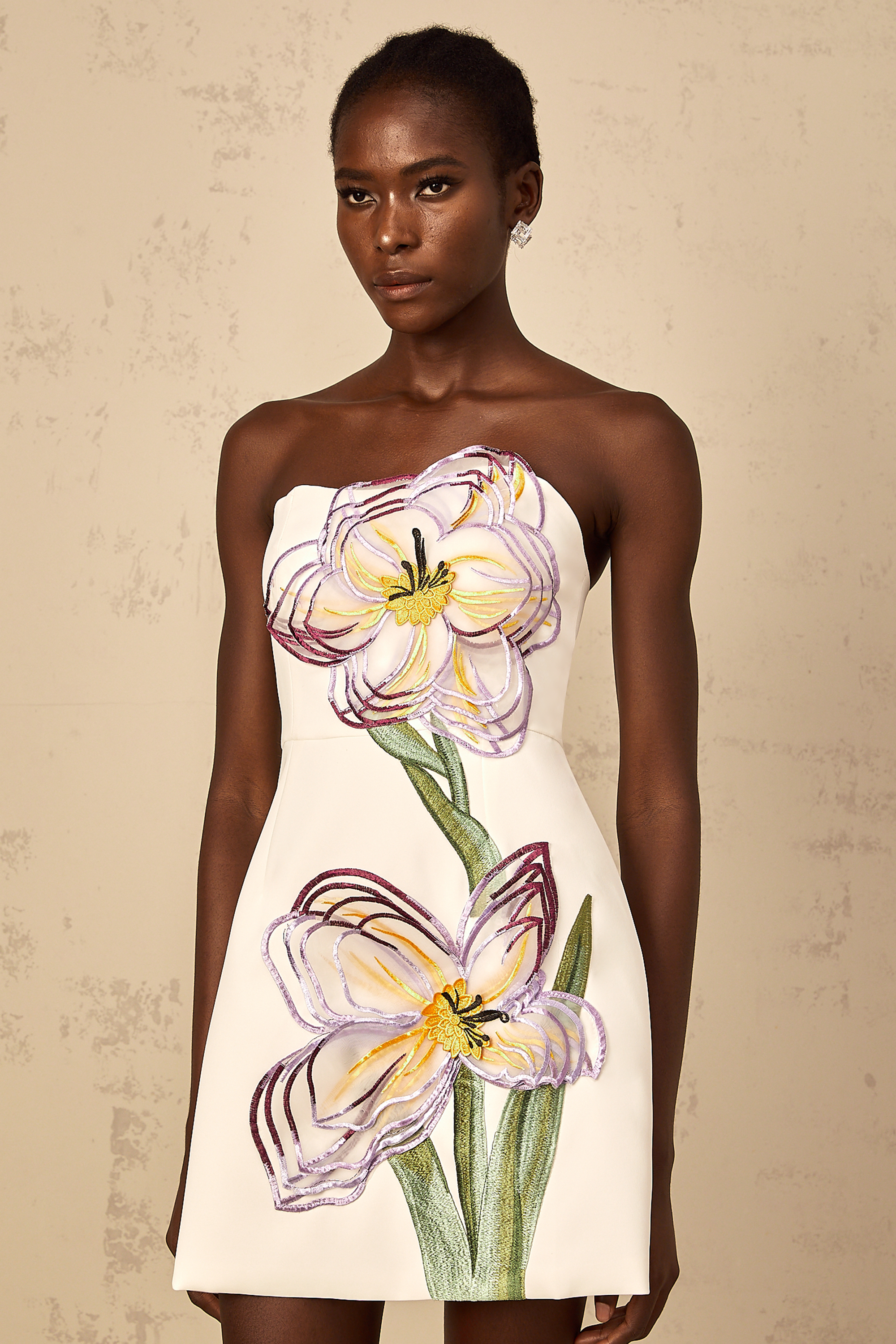 White Floral Embroidered Dress