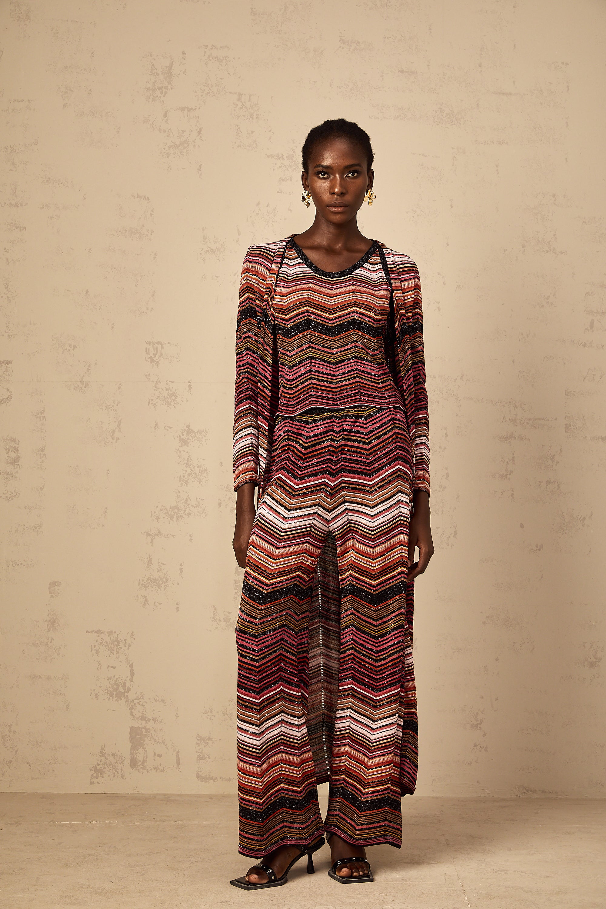 Chloé Red Striped Knit Long Cardigan