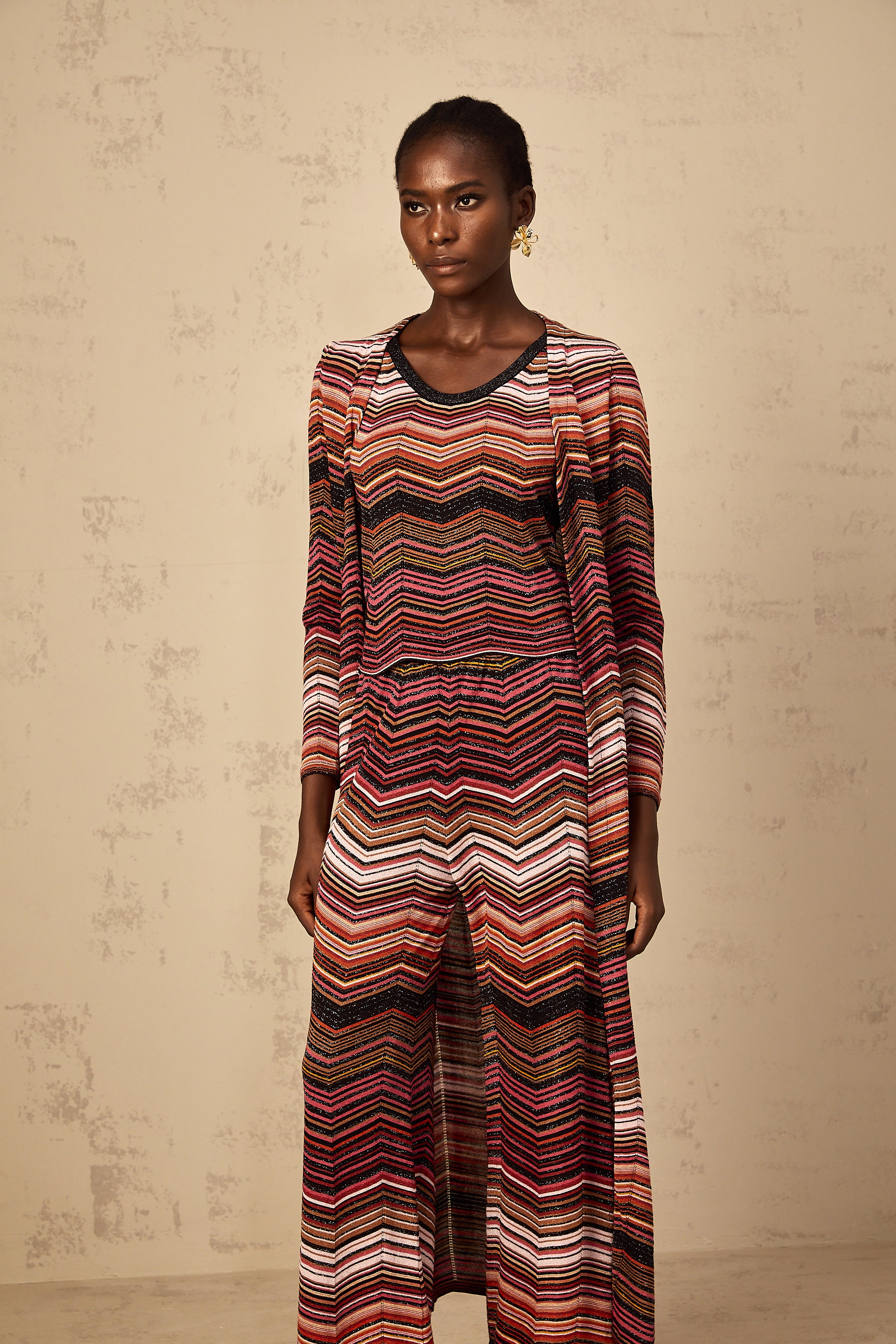 Chloé Red Striped Knit Long Cardigan