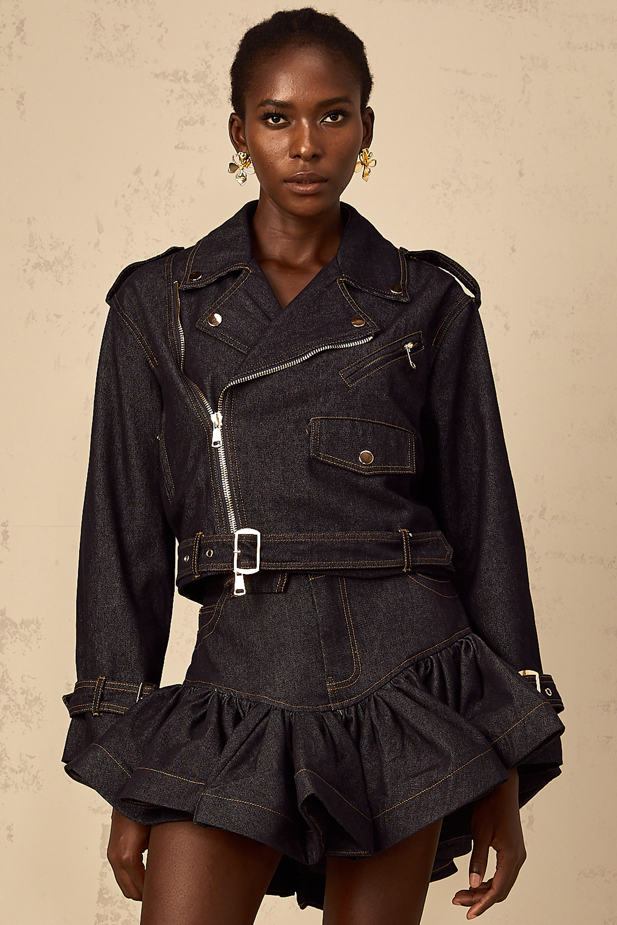 Florence – Jeansjacke mit Kontrastnähten in Indigoblau