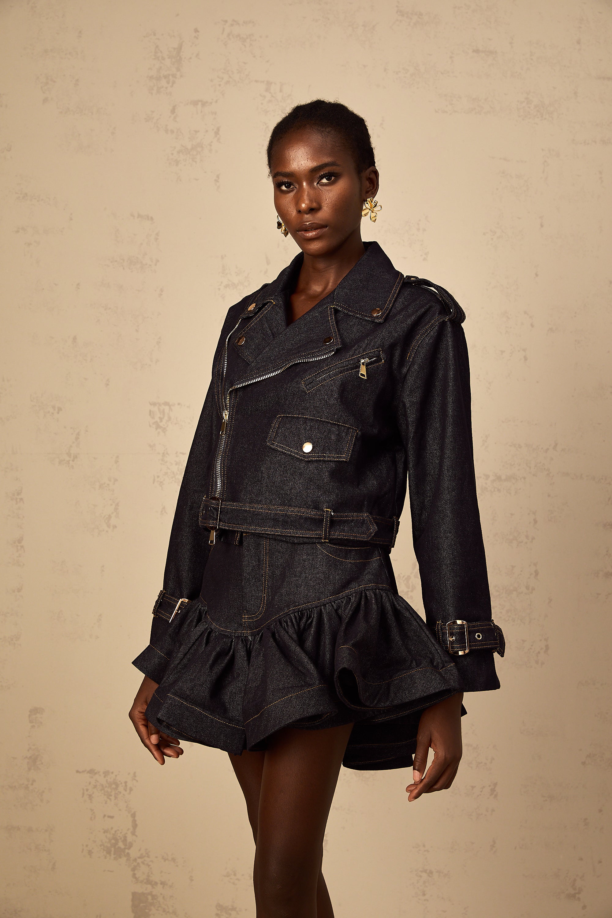 Florence – Jeansjacke mit Kontrastnähten in Indigoblau