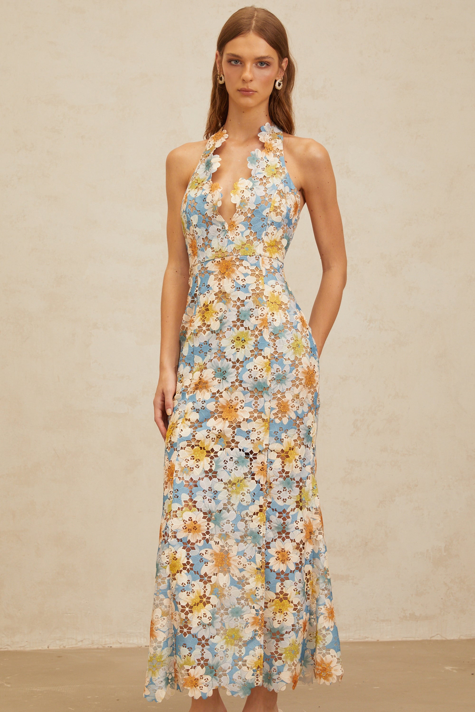 Zoé Blue Garden Party Floral Maxi Dress