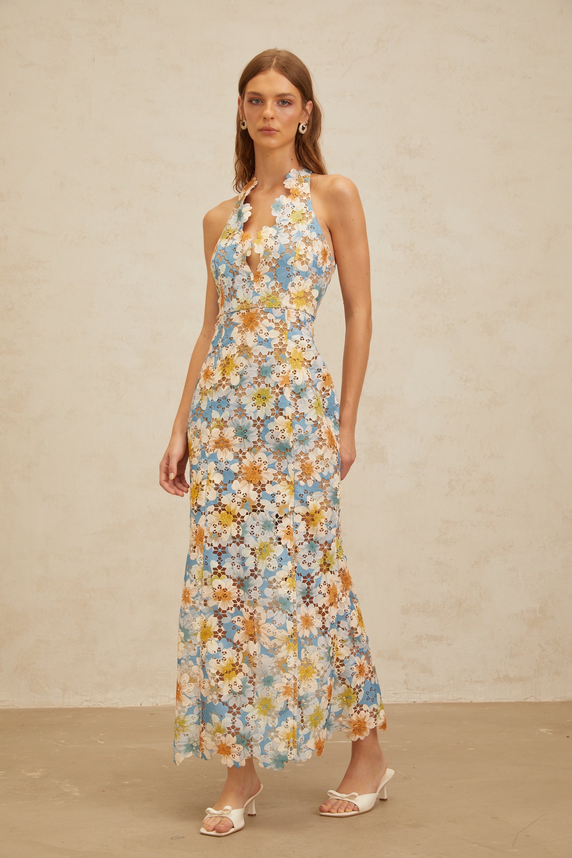 Zoé Blue Garden Party Floral Maxi Dress