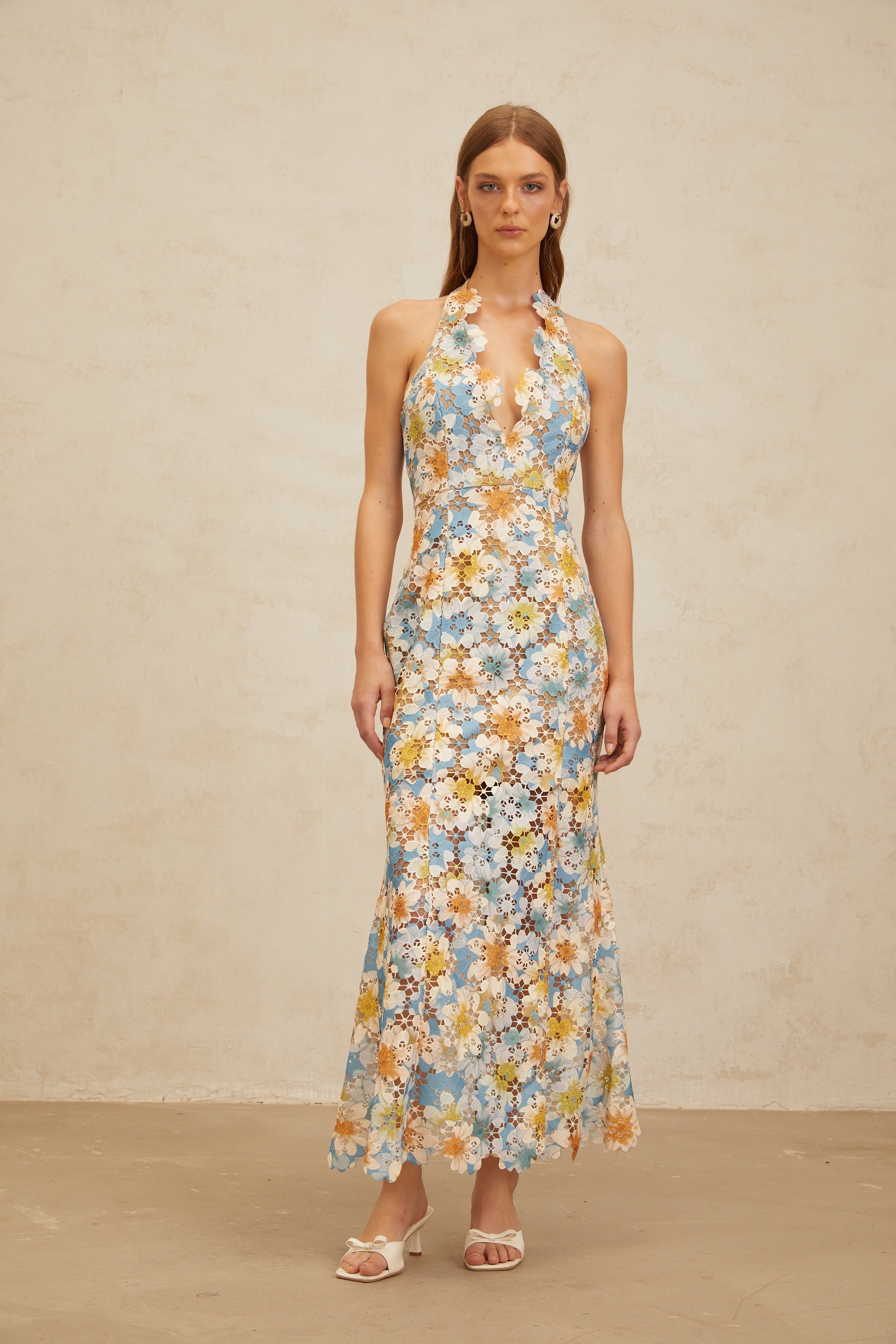 Zoé Blue Garden Party Floral Maxi Dress