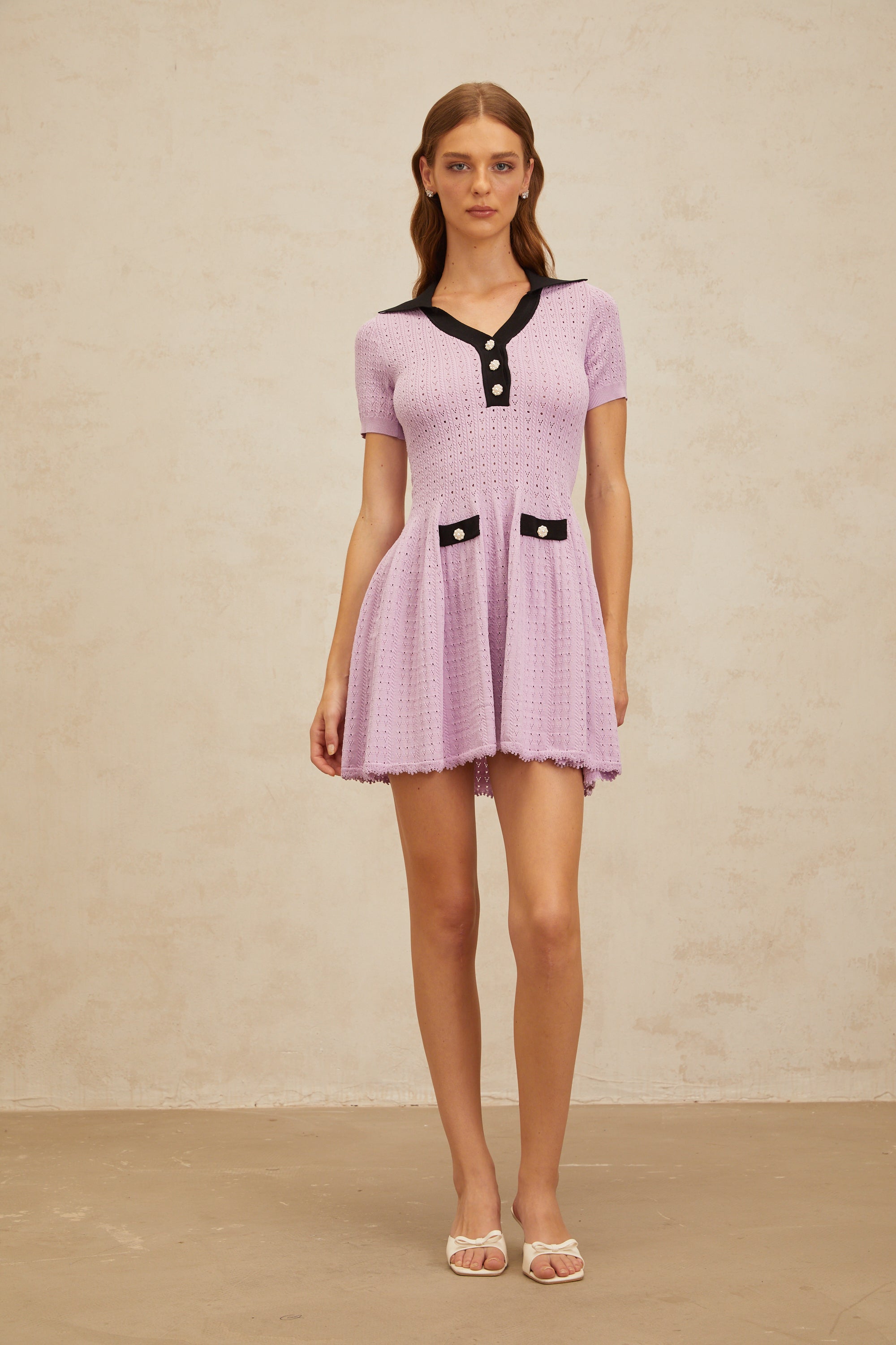 فستان نومي قصير محبوك باللون البنفسجي من بوينتِل للخروجات المسائية