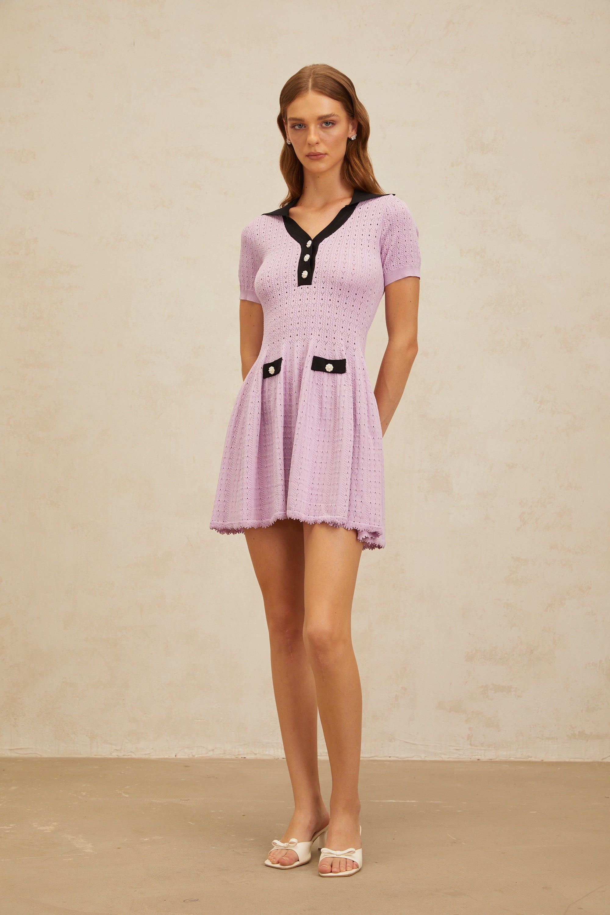 فستان نومي قصير محبوك باللون البنفسجي من بوينتِل للخروجات المسائية