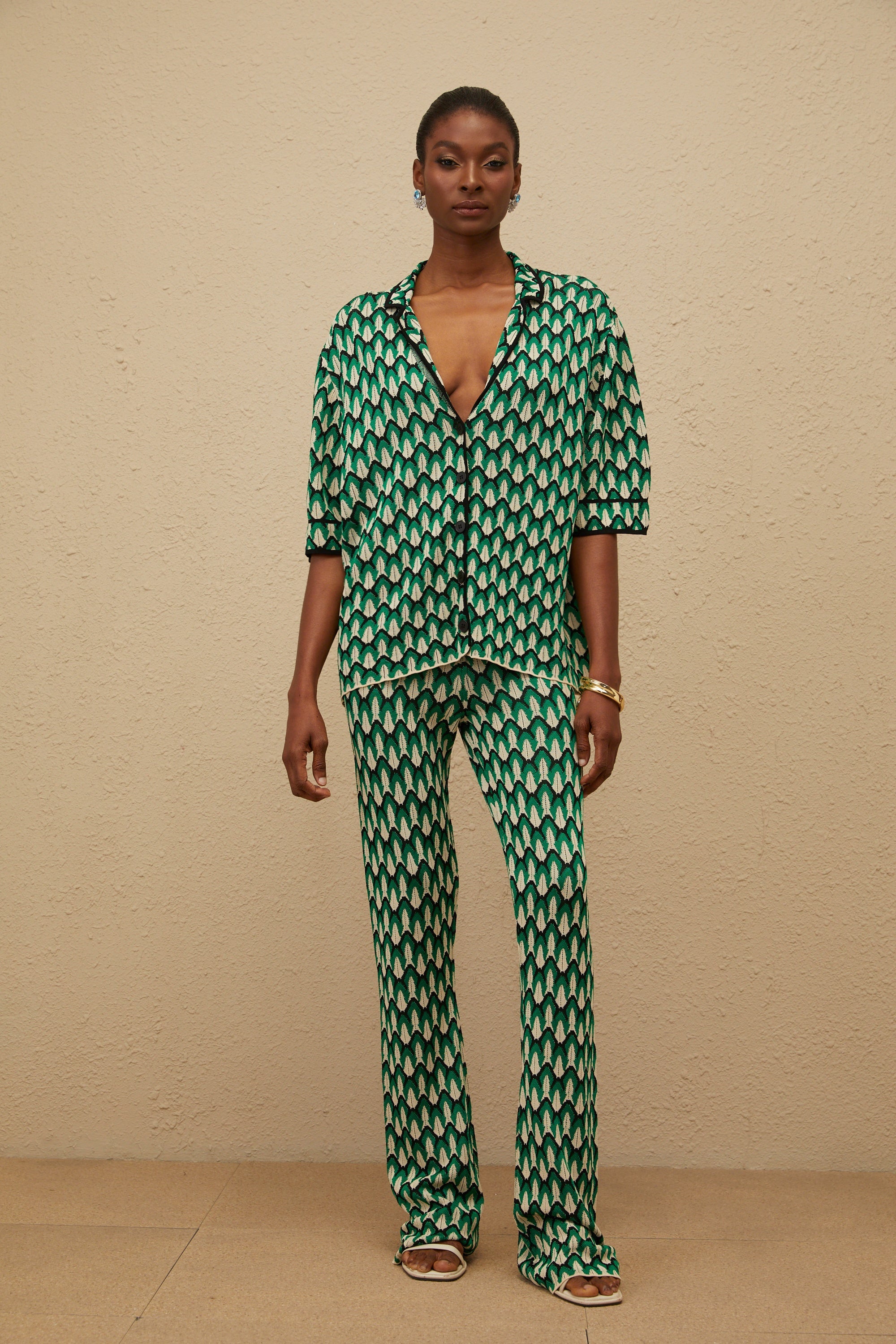 طقم منسوج من قماش الجاكار باللون الأخضر من Verdoyante