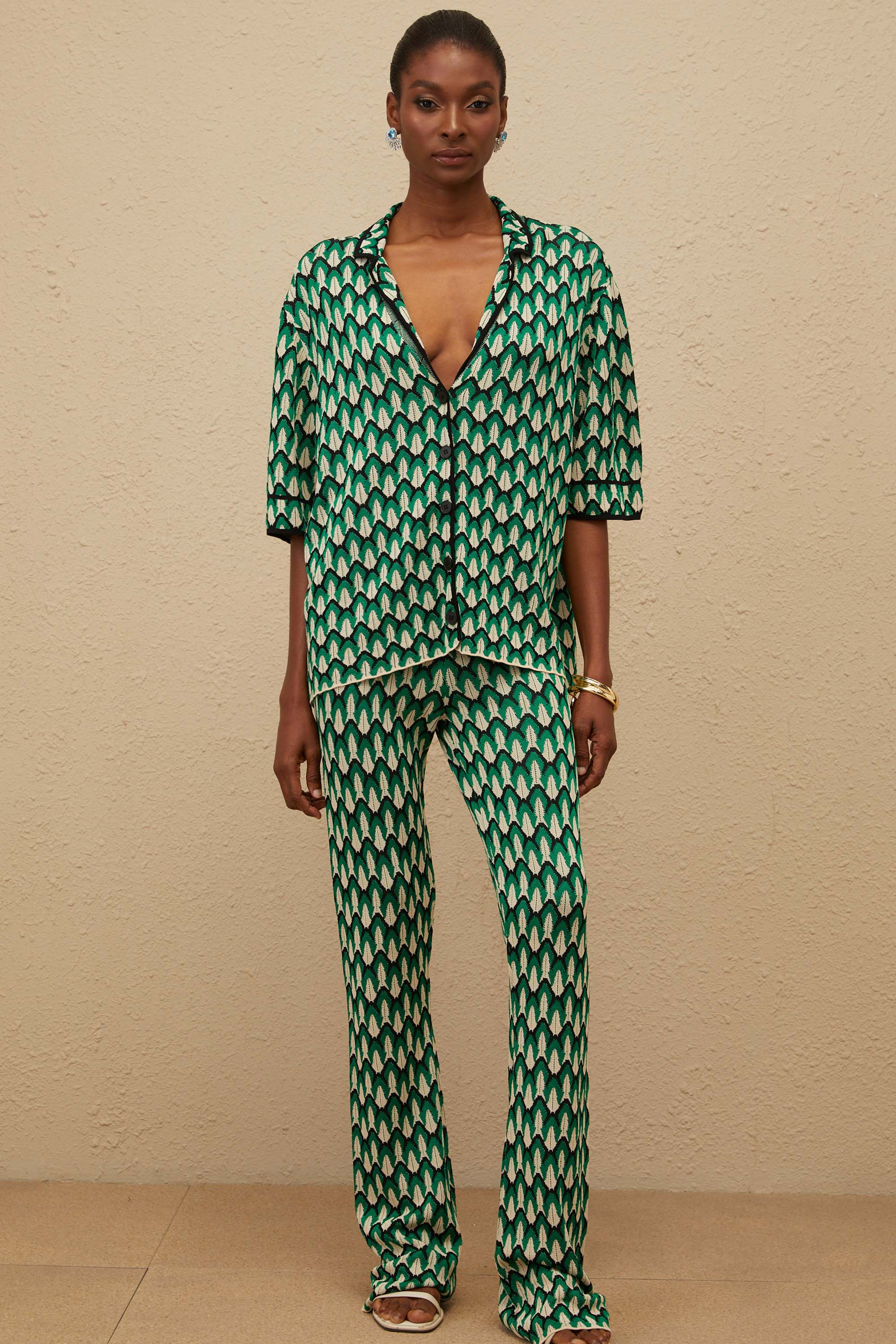 طقم منسوج من قماش الجاكار باللون الأخضر من Verdoyante