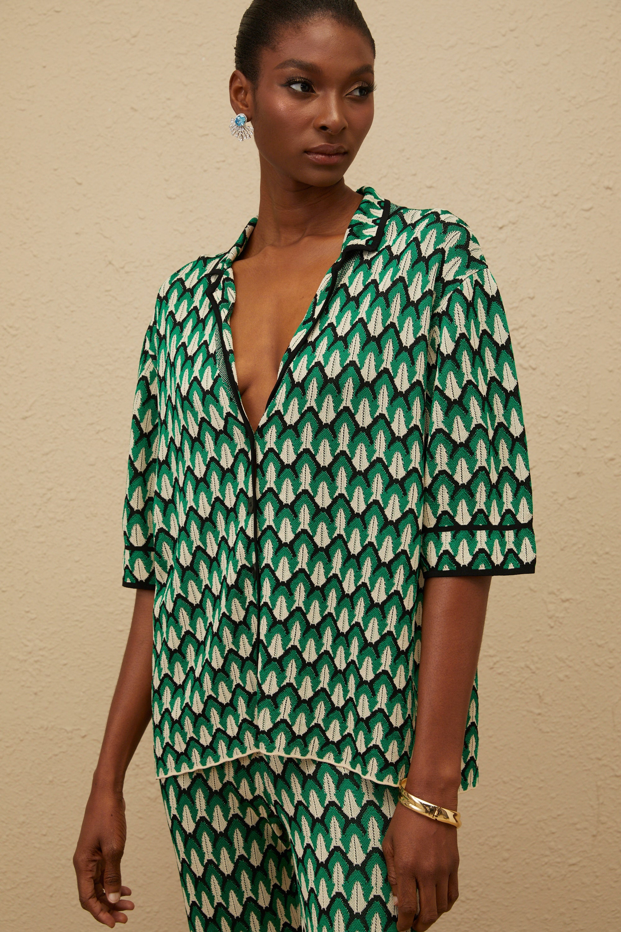 طقم منسوج من قماش الجاكار باللون الأخضر من Verdoyante