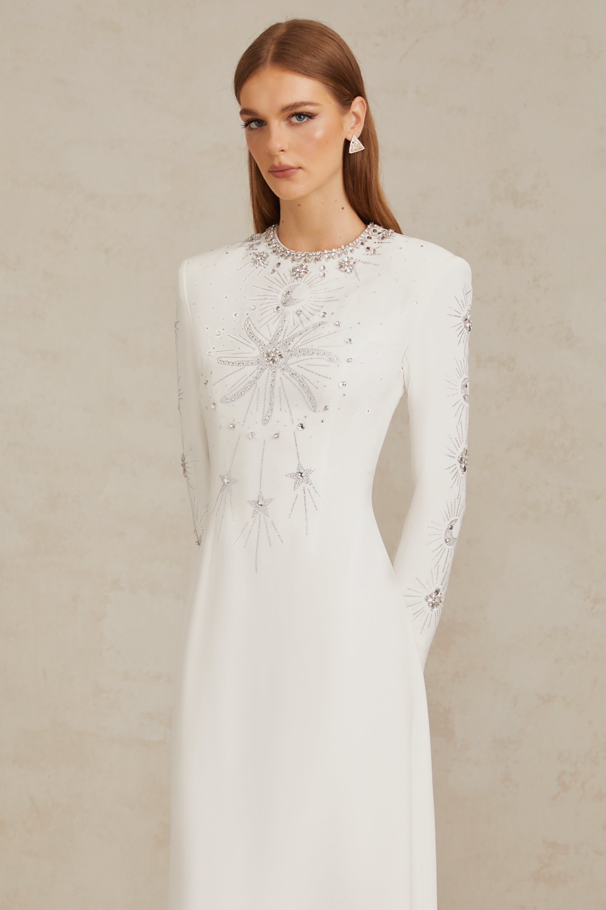 Aloïse White Embellished Maxi Gown