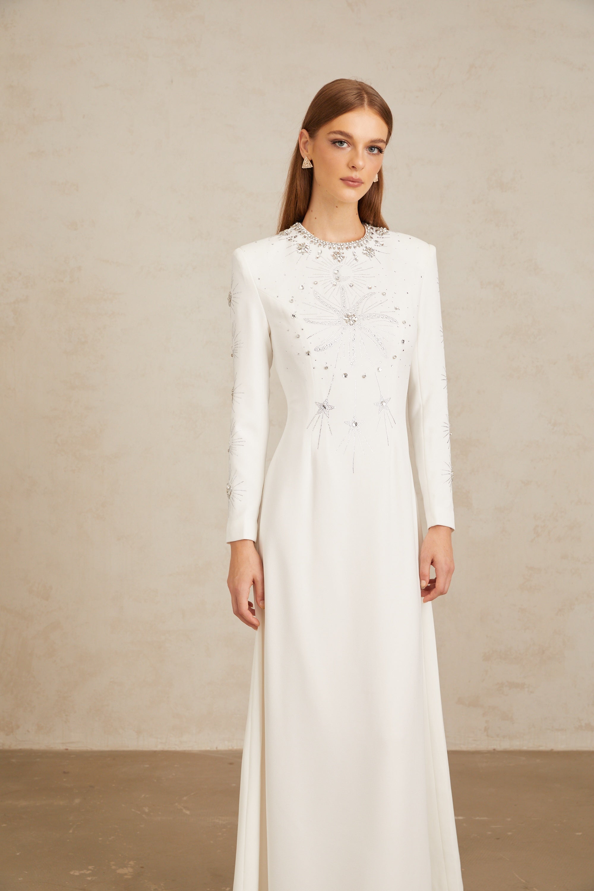 Aloïse White Embellished Maxi Gown