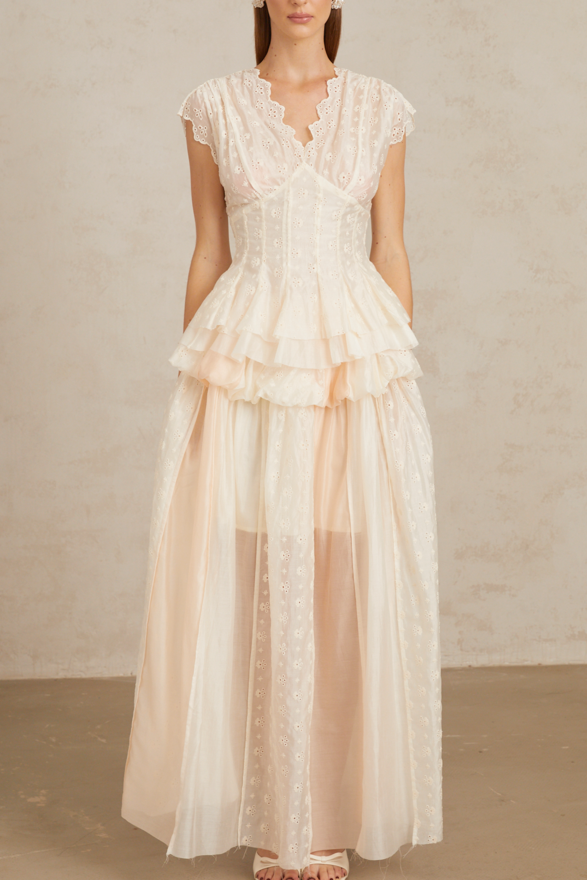 Vent Neutral Embroidered Top & Skirt Co-ord Set