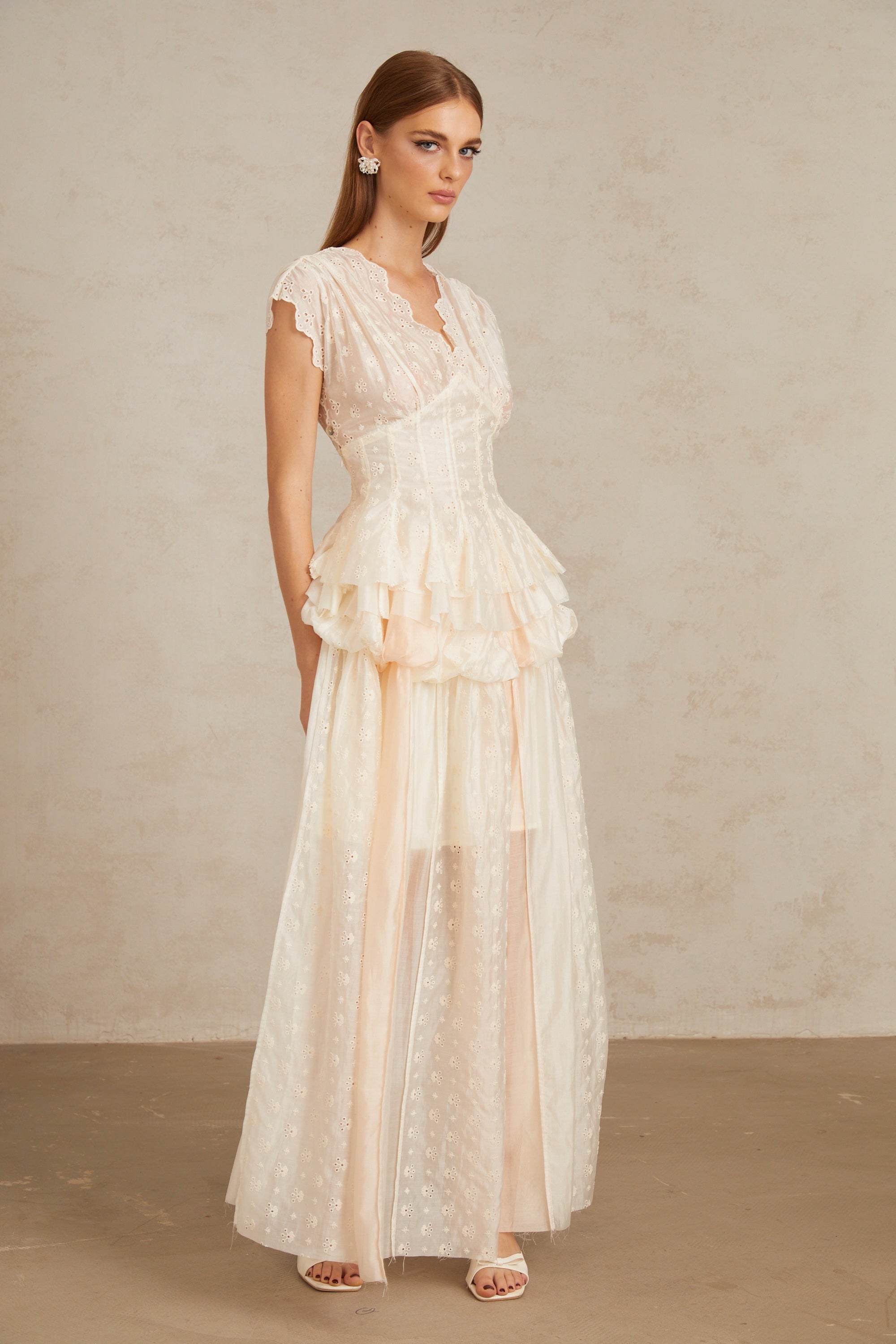 Vent Neutral Embroidered Top & Skirt Co-ord Set