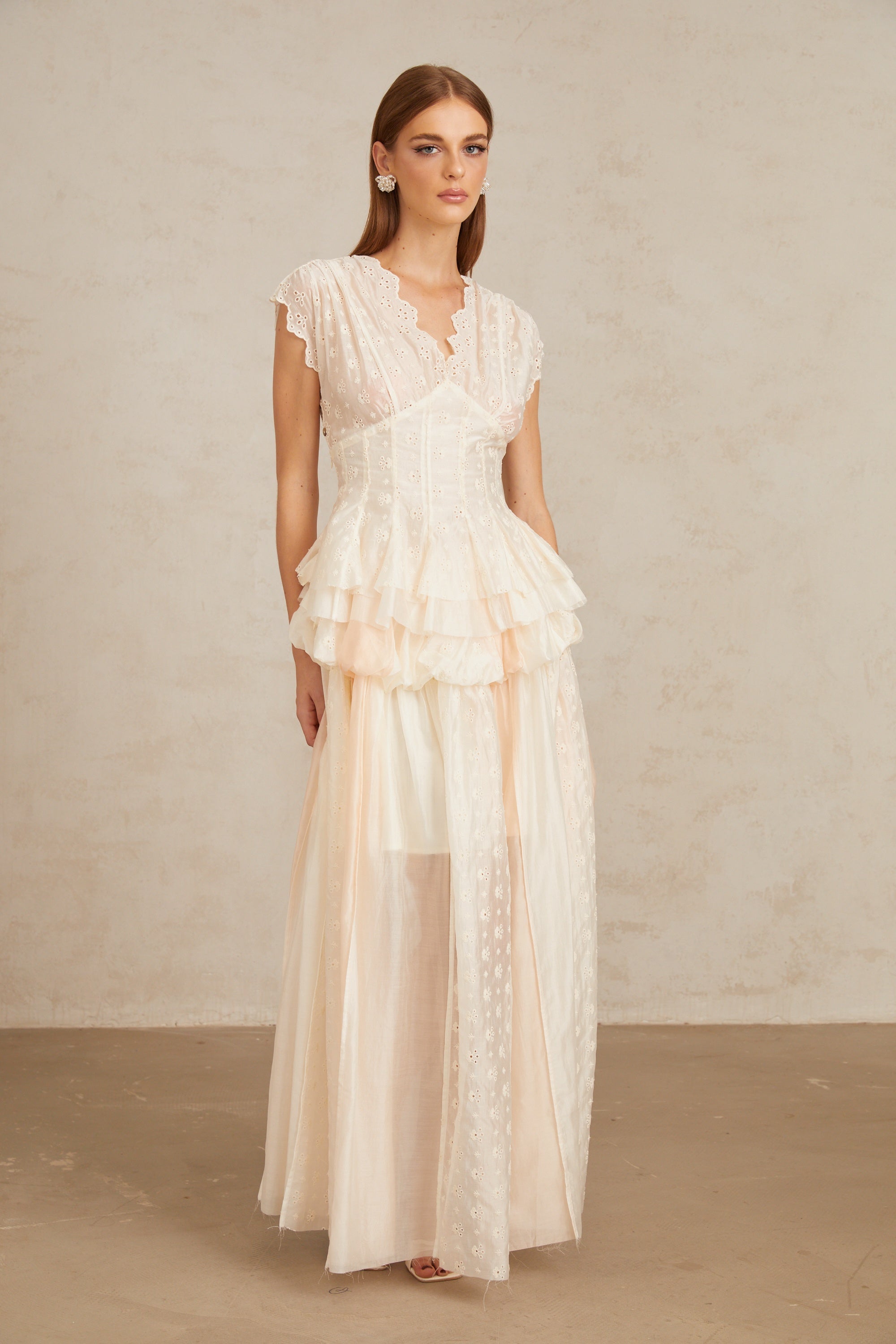 Vent Neutral Embroidered Top & Skirt Co-ord Set