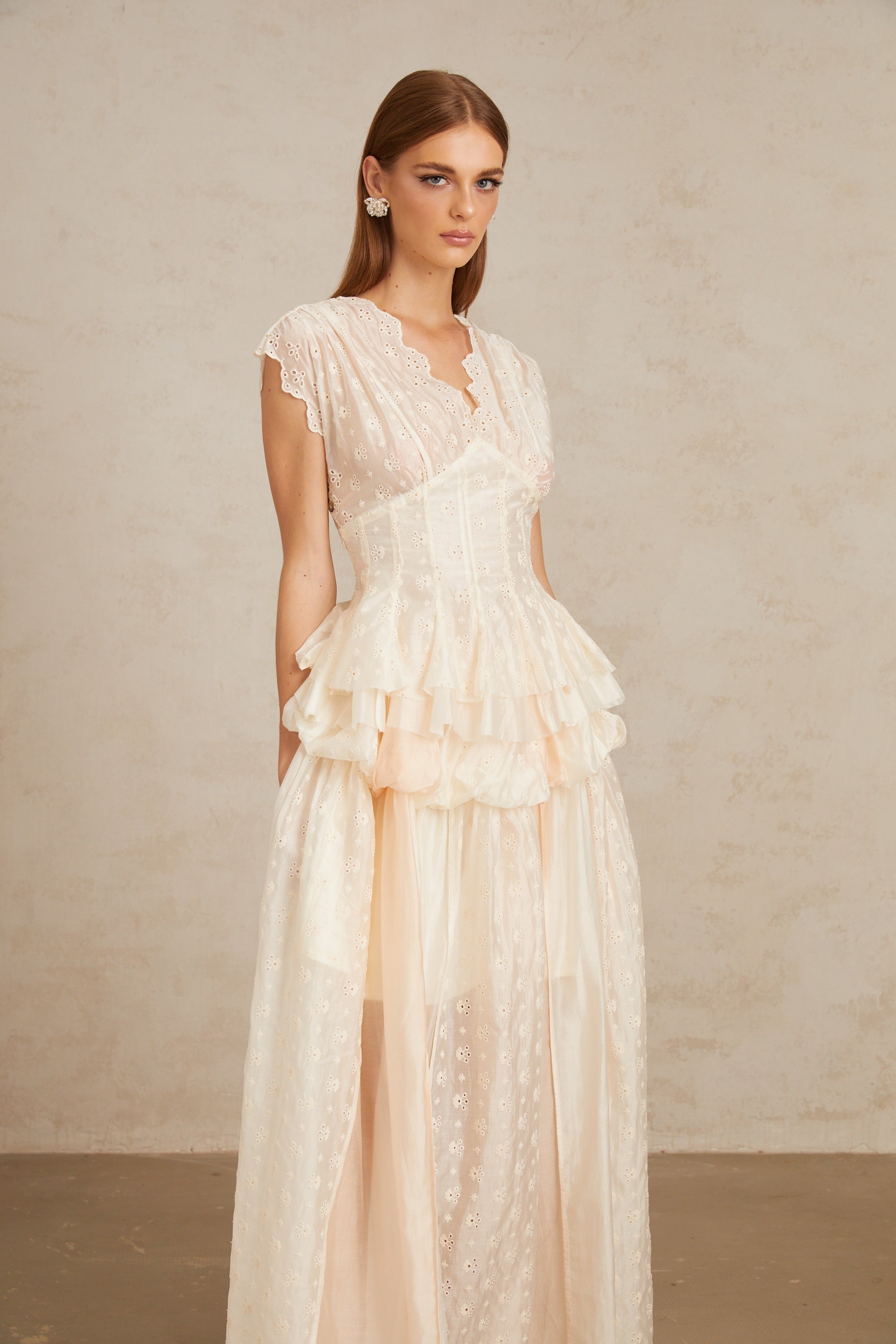 Vent Neutral Embroidered Top & Skirt Co-ord Set