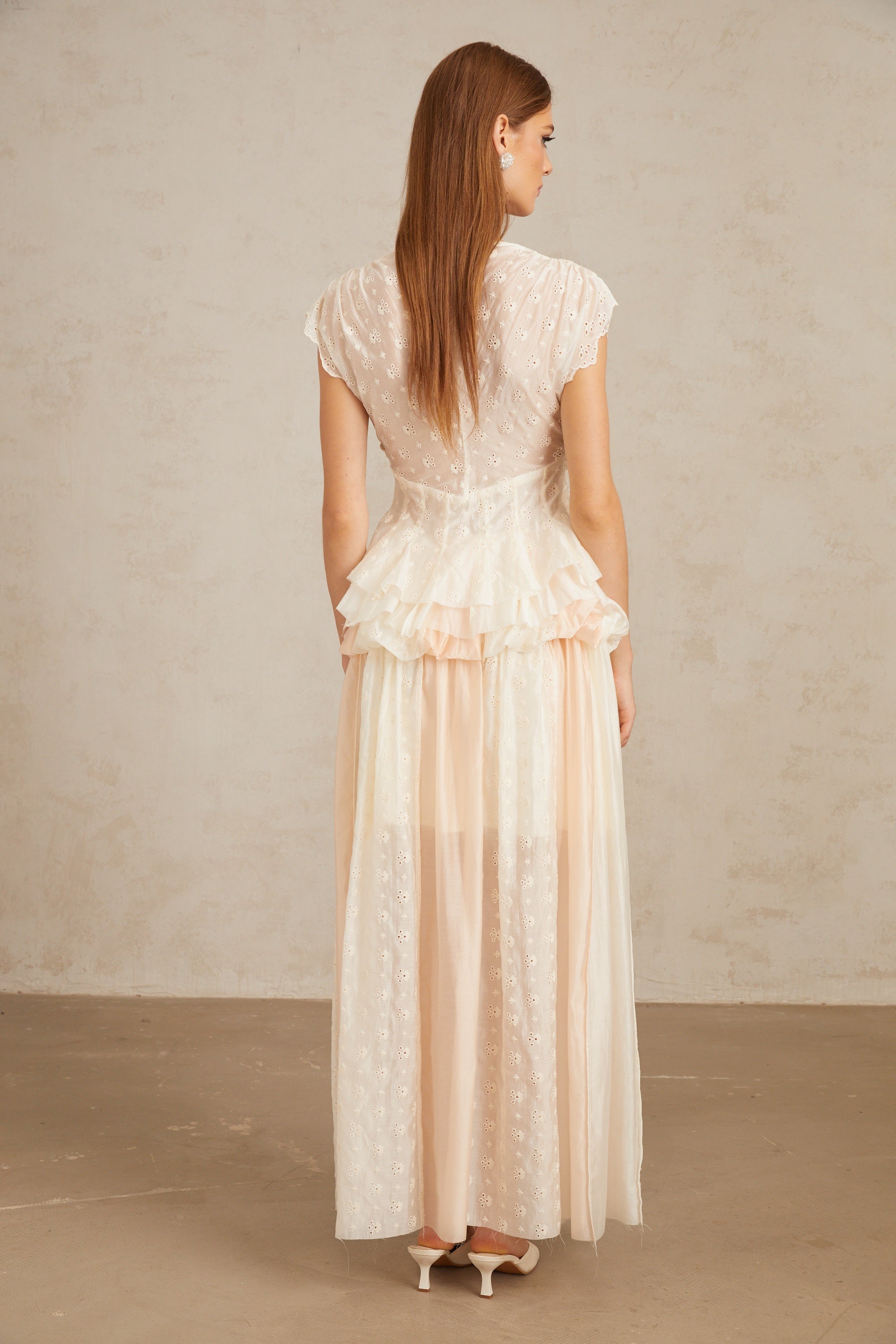 Vent Neutral Embroidered Top & Skirt Co-ord Set