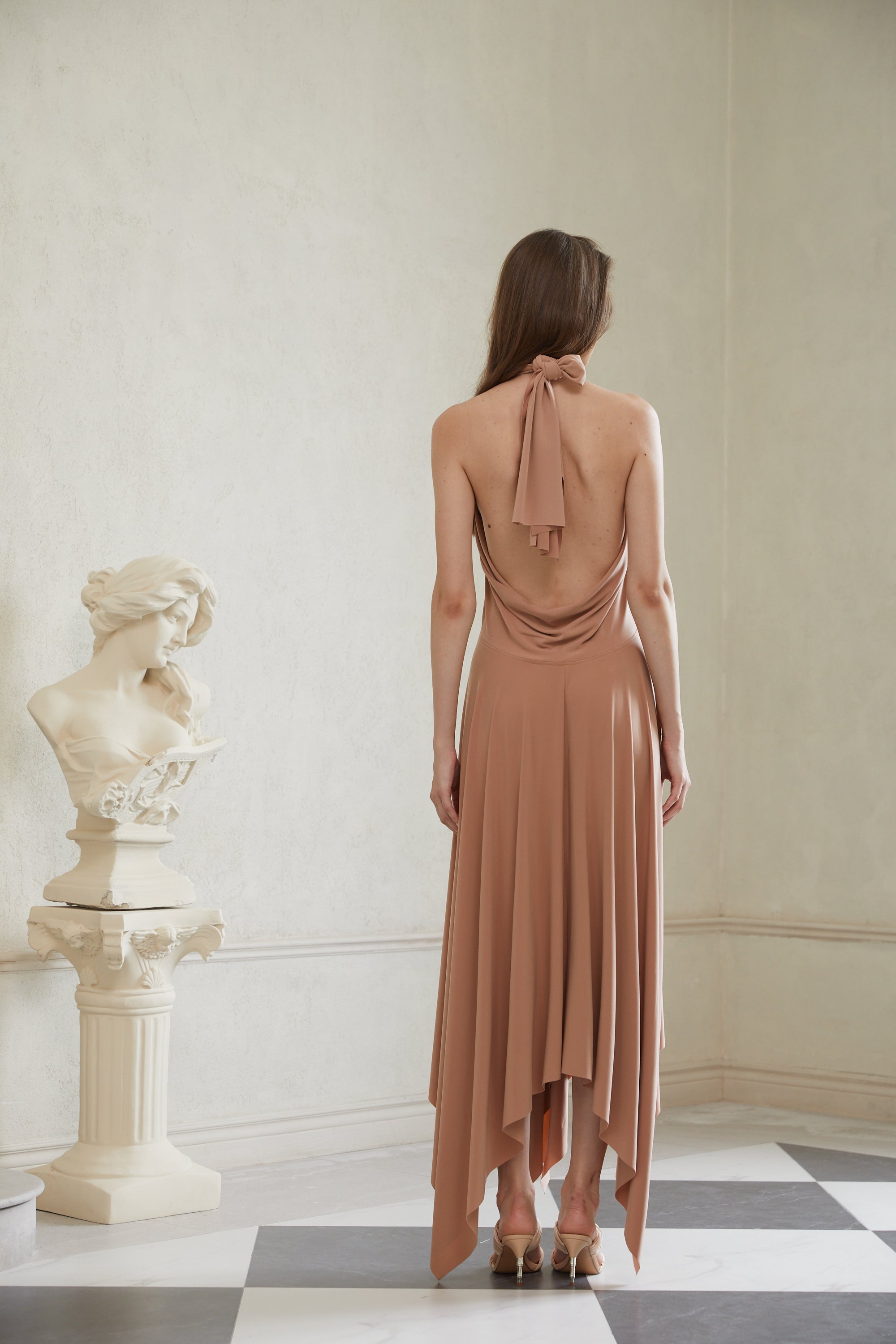 فستان إنفيني كاكي قابل للتحويل متوسط الطول