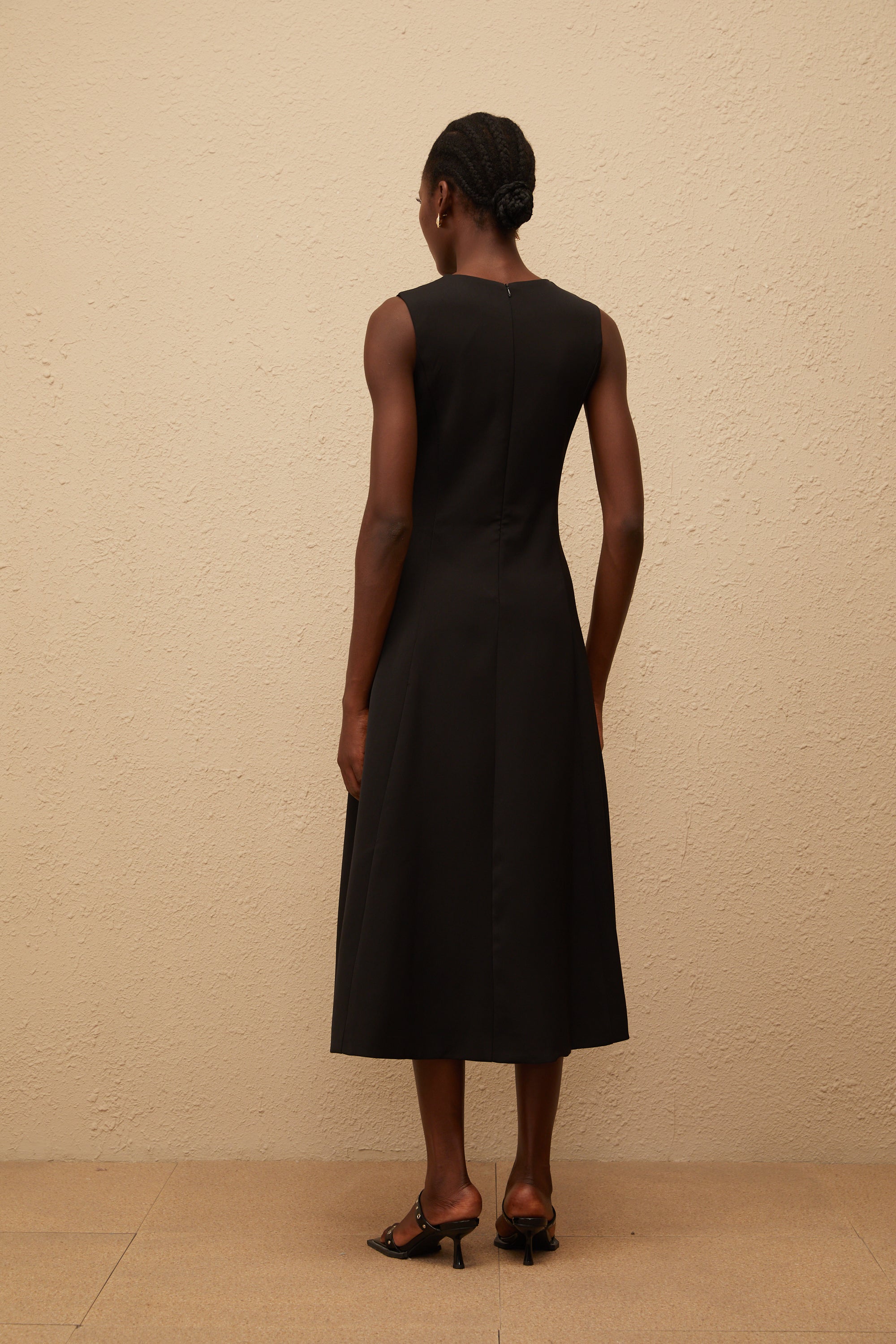 Mackenzie Black Floral Embroidered Midi Dress