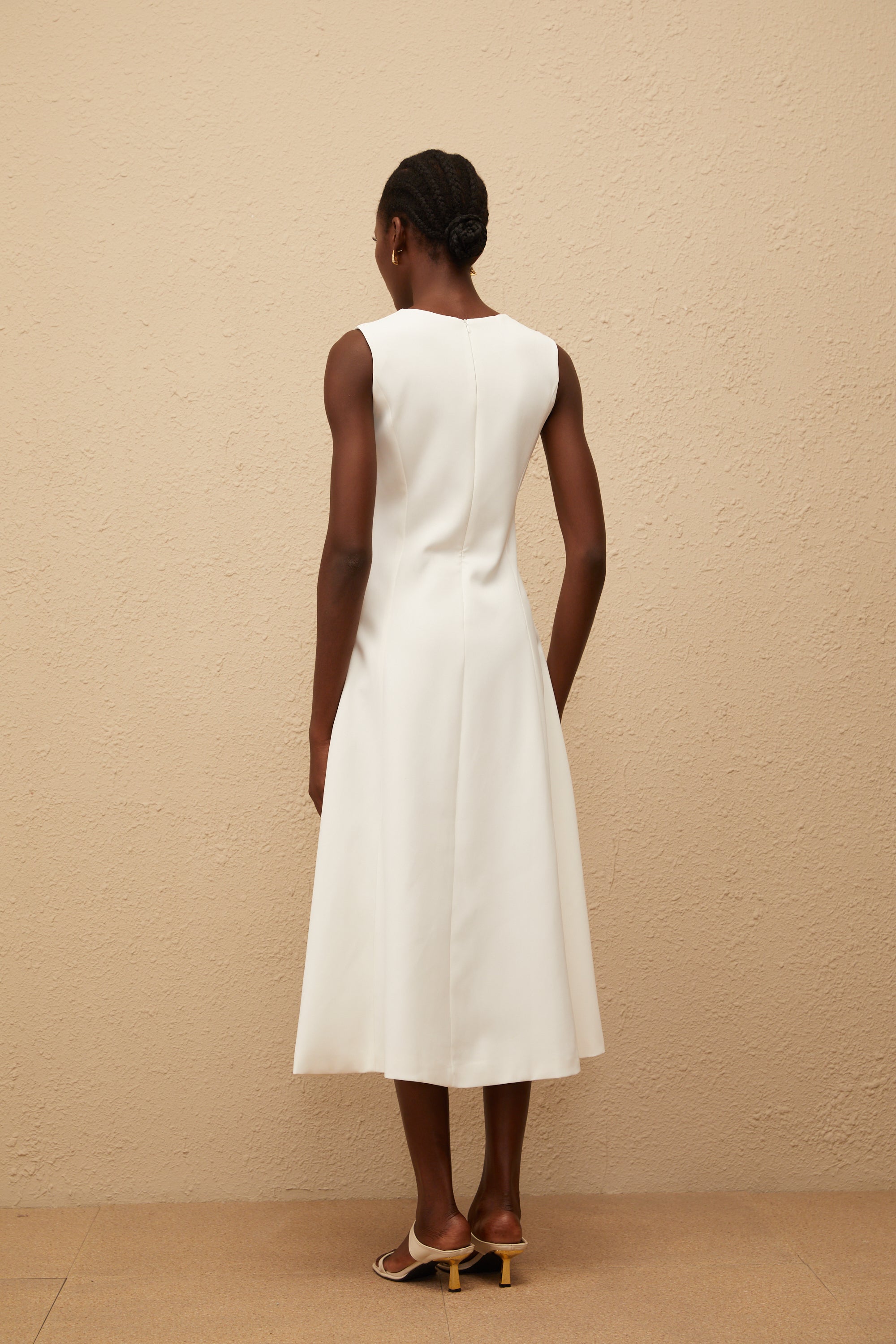 Mackenzie White Floral Embroidered Midi Dress