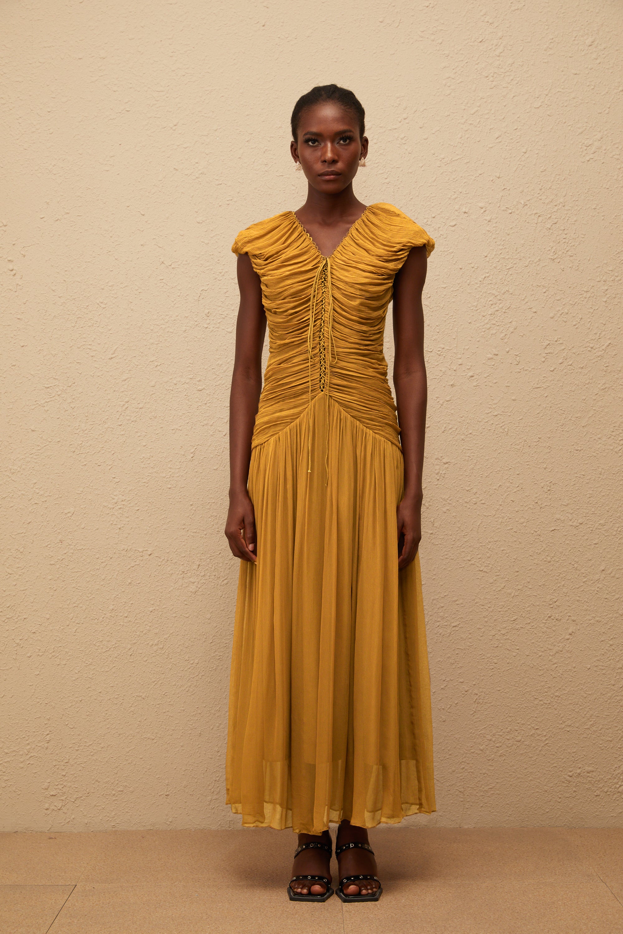 Vérane Ginger Ruched Chiffon Maxi Dress