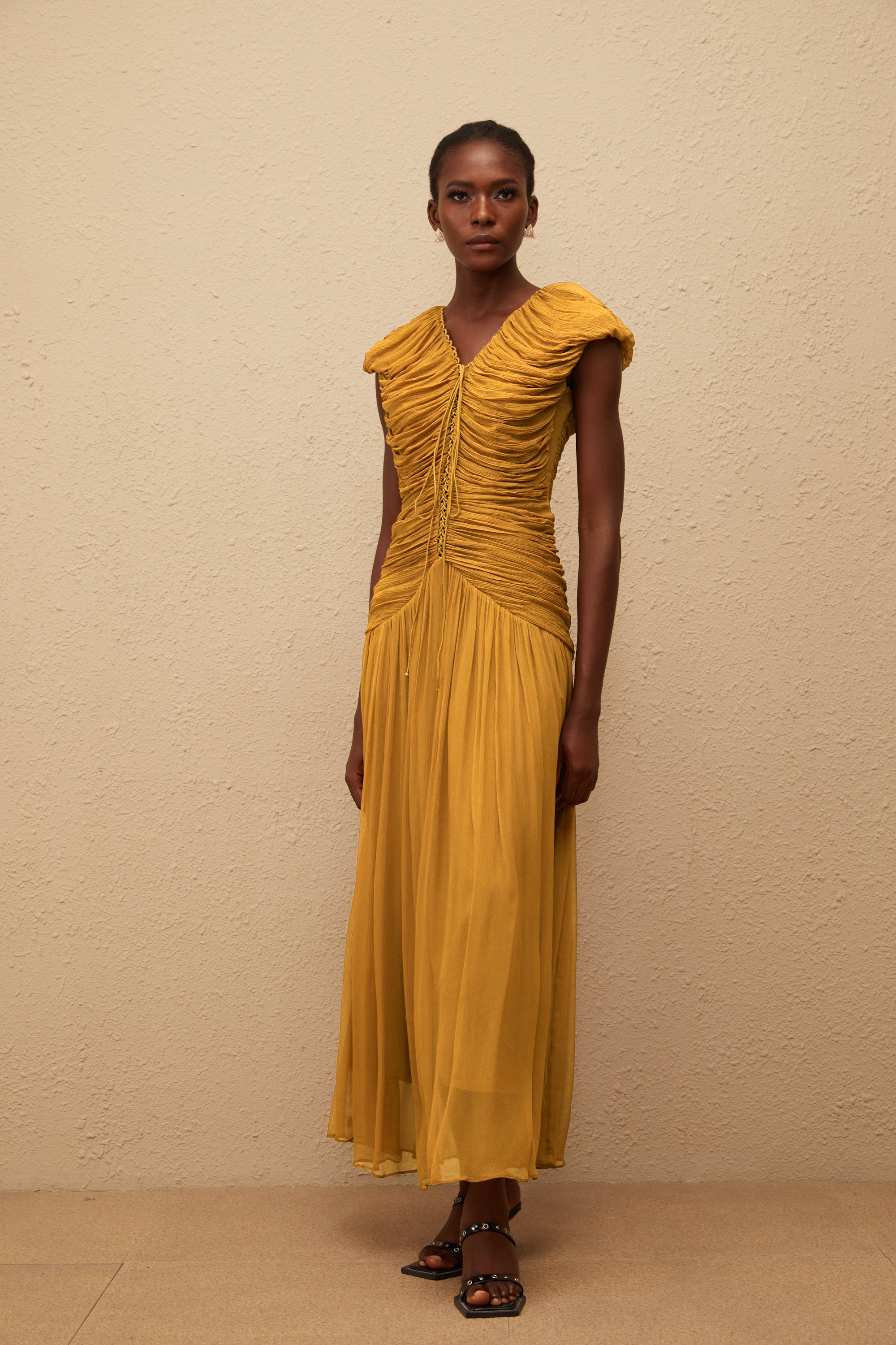 Vérane Ginger Ruched Chiffon Maxi Dress