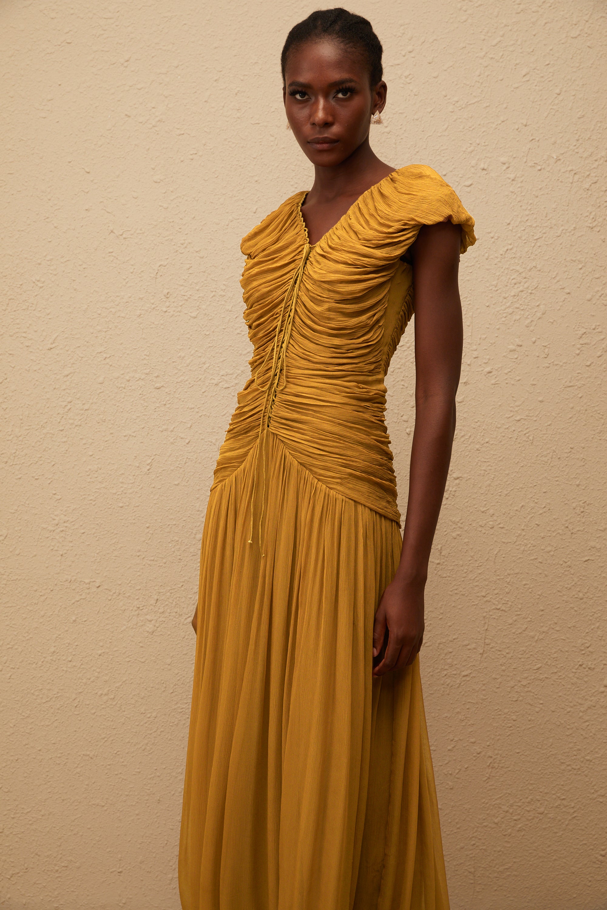 Vérane Ginger Ruched Chiffon Maxi Dress